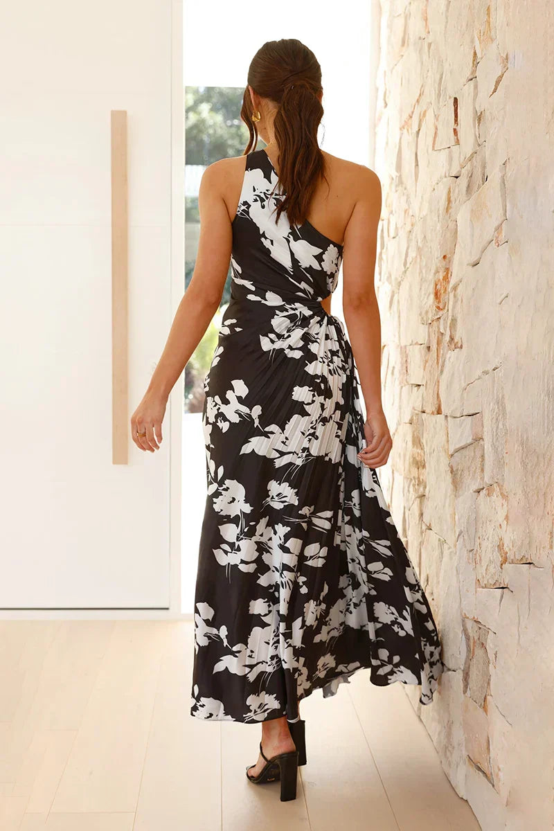 LakenMaxikleid - Schwarz/Weiß