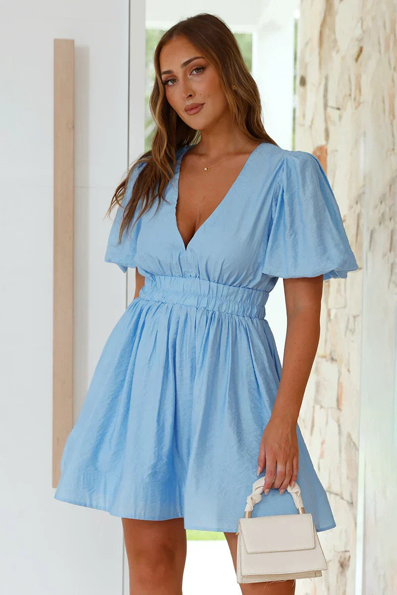 Charlotte Mini Elbise Mavi