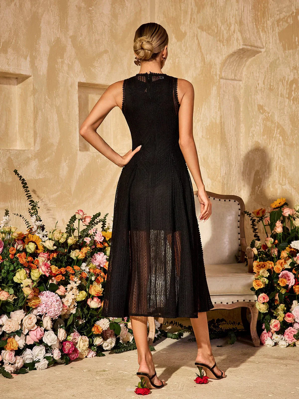 Eclat Noir Midi Elbise