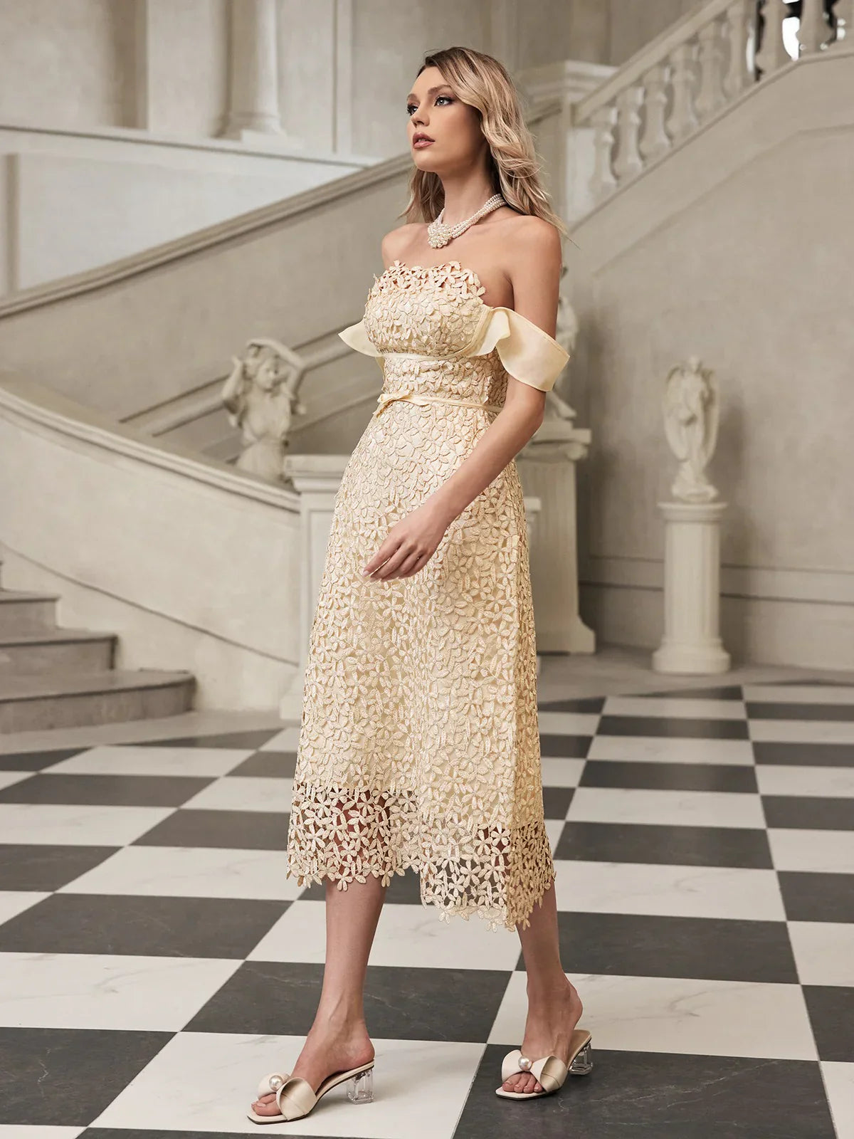 Elise Petal Embroidered Midi Dress 