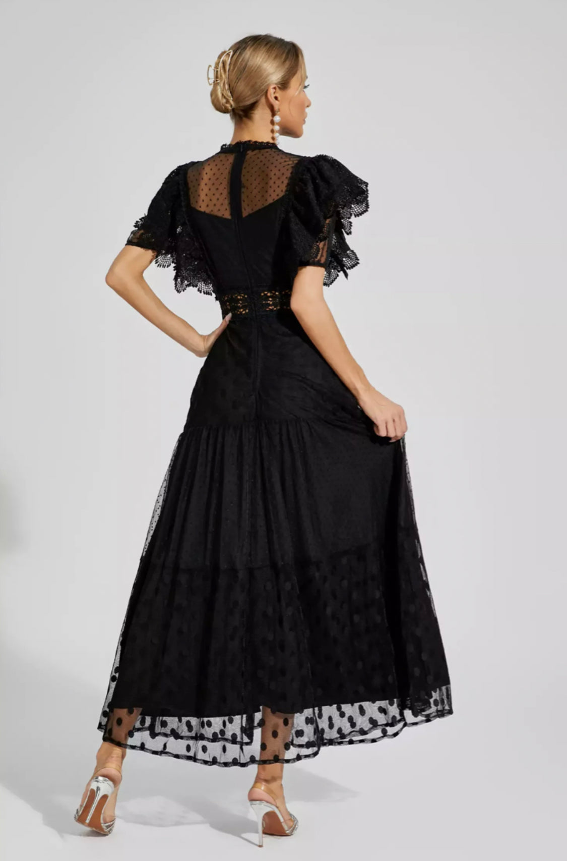 Noor Polka Dot Black Maxi Dress