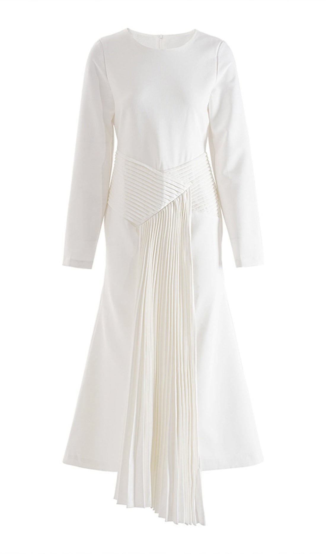 Schlichtes weißes Rüschen-Midikleid