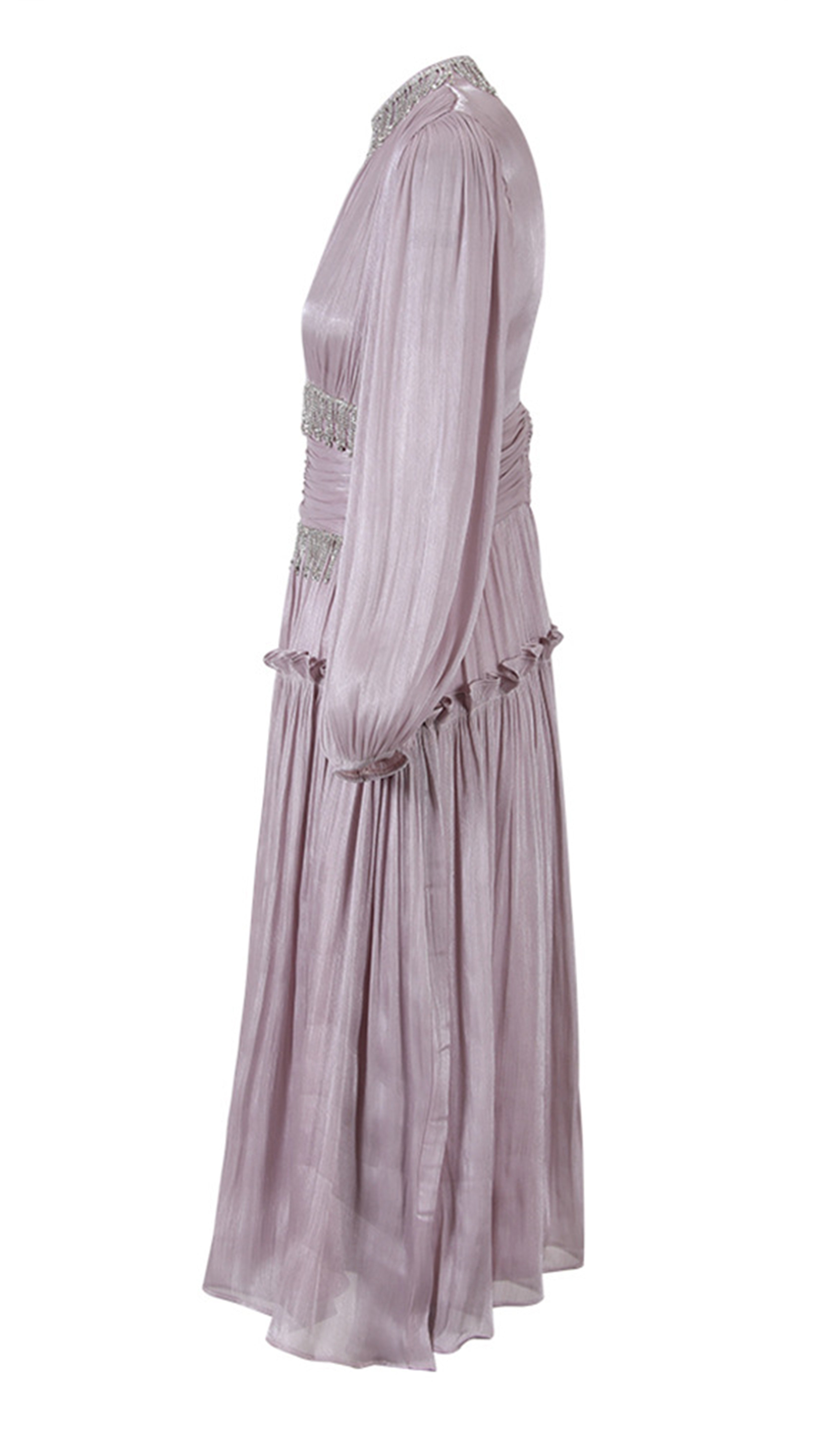 Plissee-Midikleid mit Strass-Kettendetails 