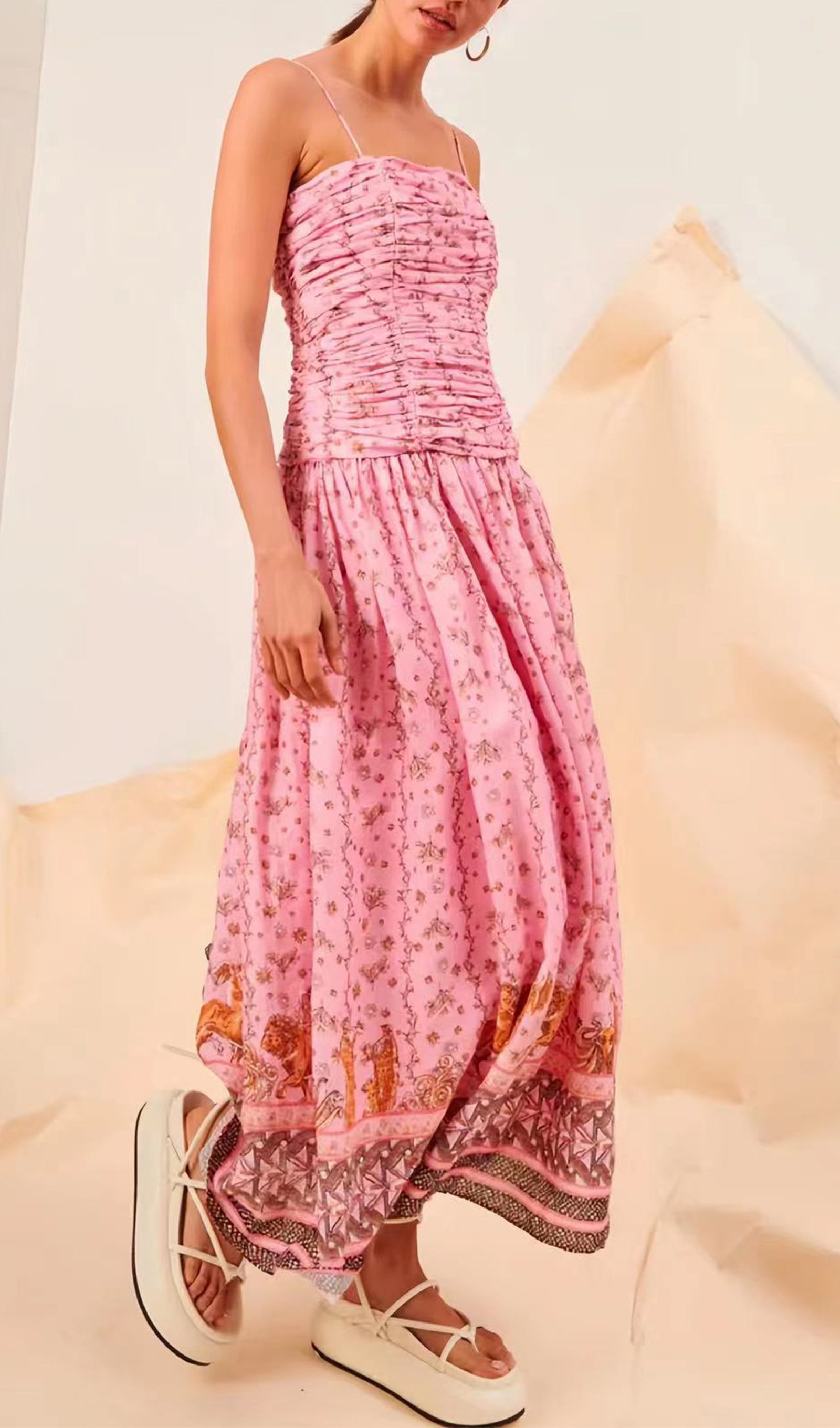 Floral Scrunch Fit and Flare Maxi Dress