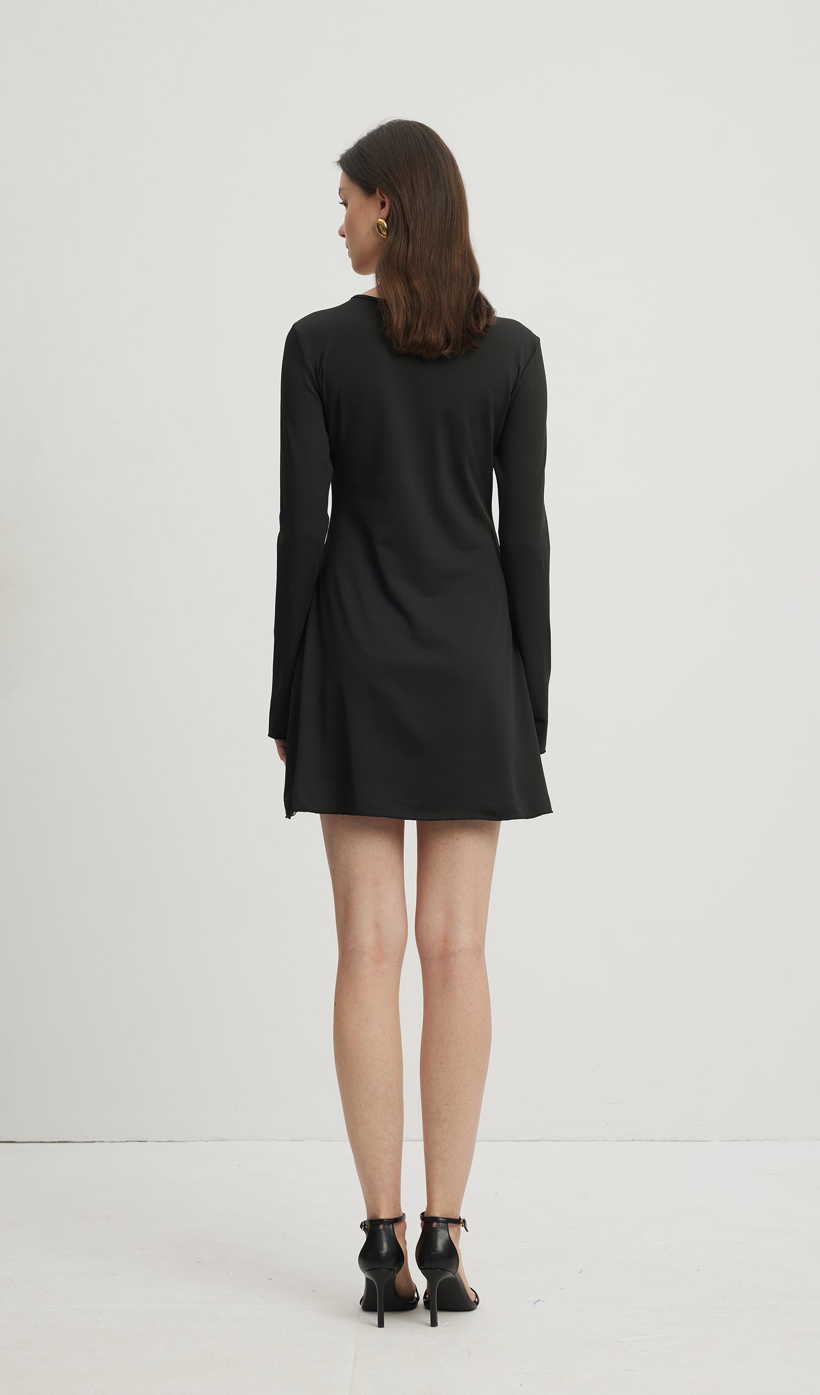 Hollow Out Mini Elbise Siyah