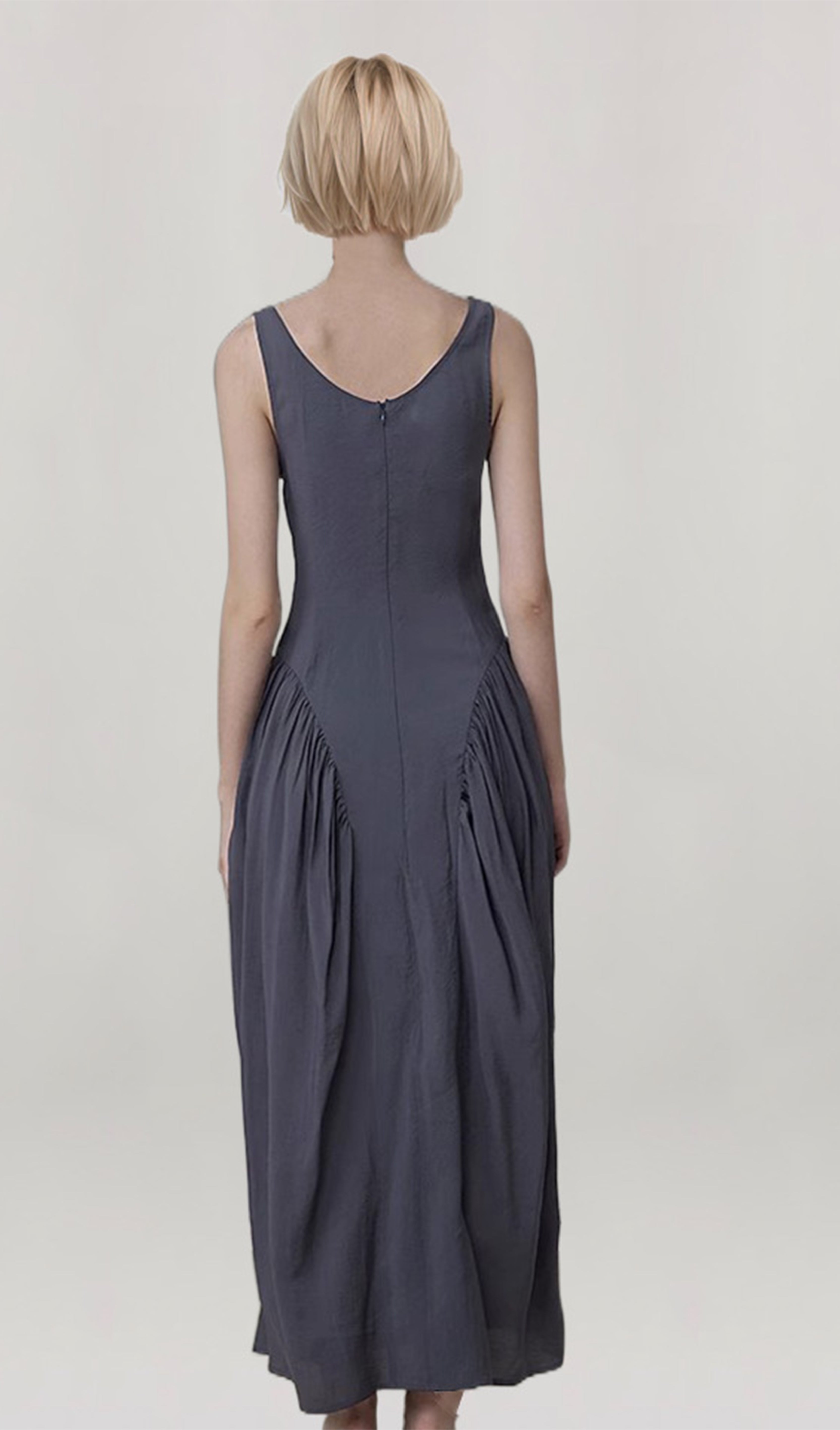 Plain Lace Maxi A-Line Dress with Tie Front 