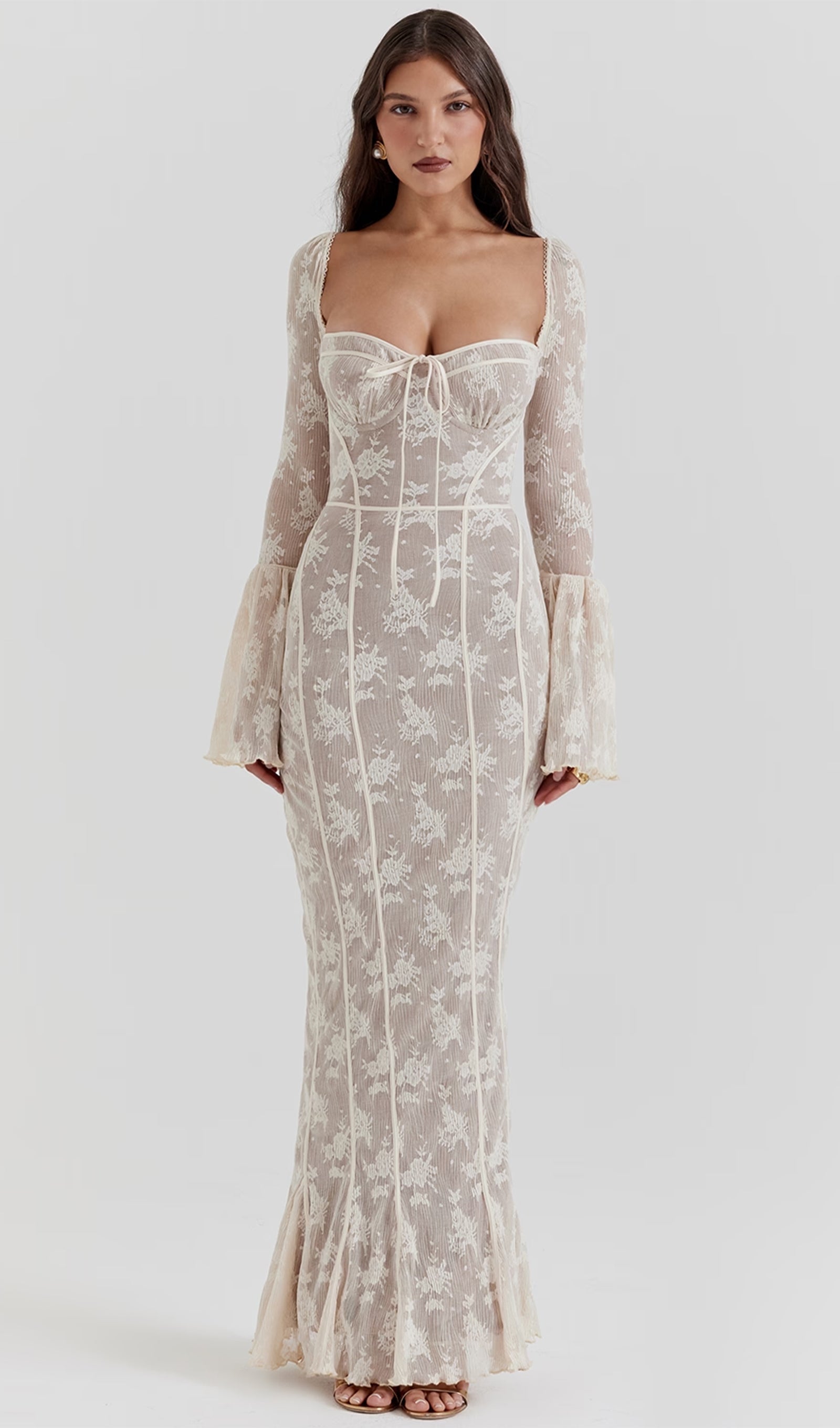 Vintage Cream Lace Maxi Dress 
