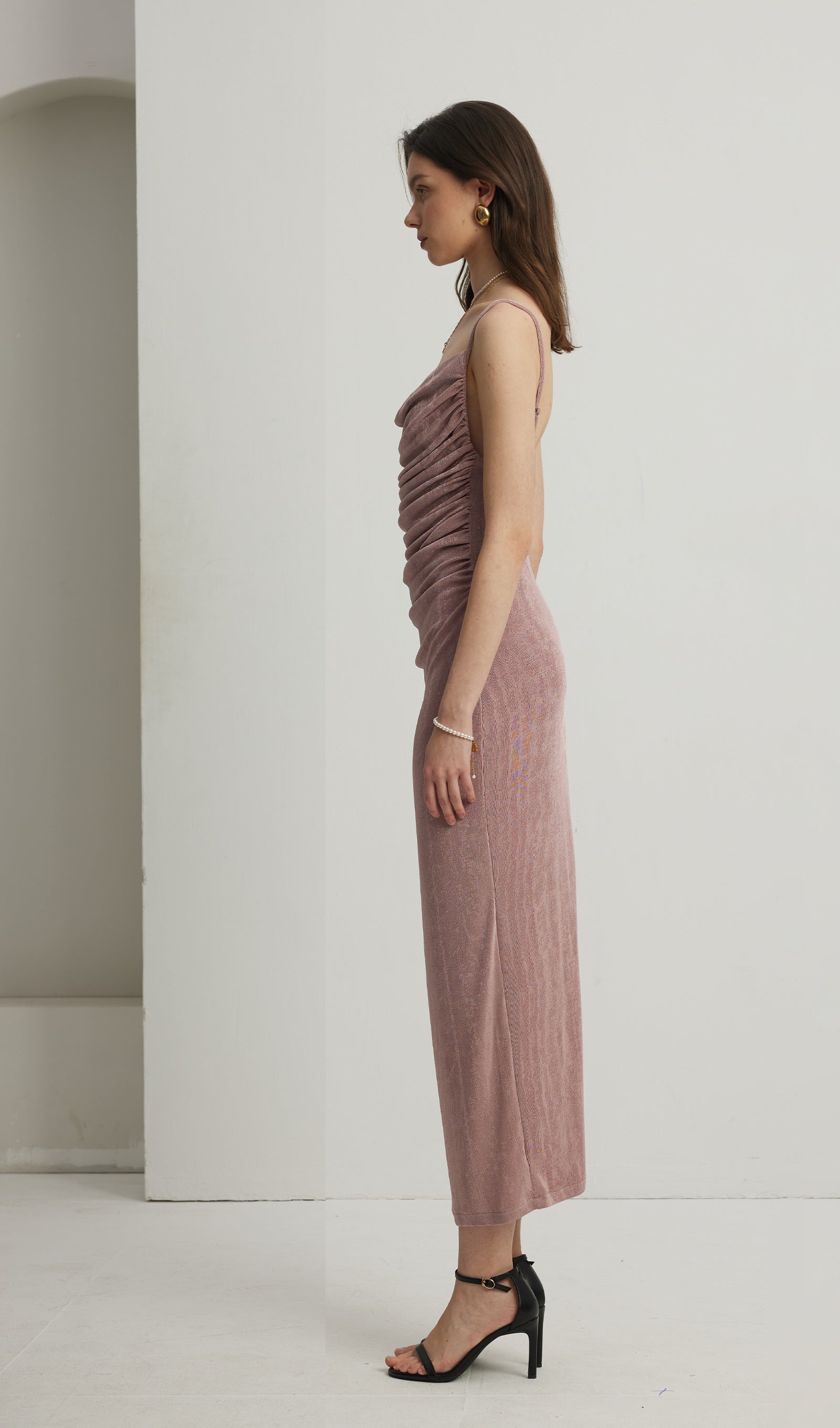 Ruched Flowy Maxi Dress 
