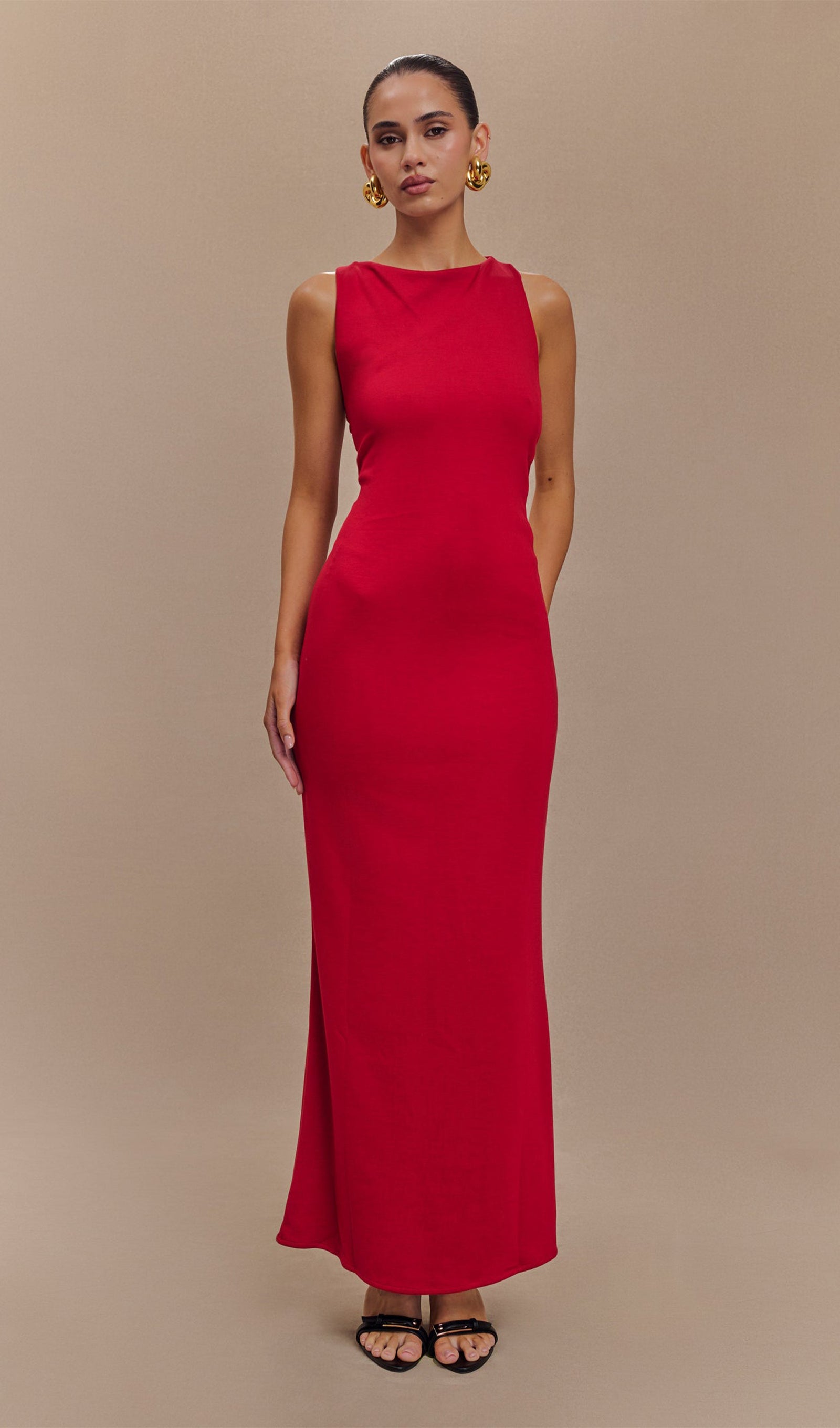 Asymmetrisches Scuba-Jersey-Maxikleid Rubin 