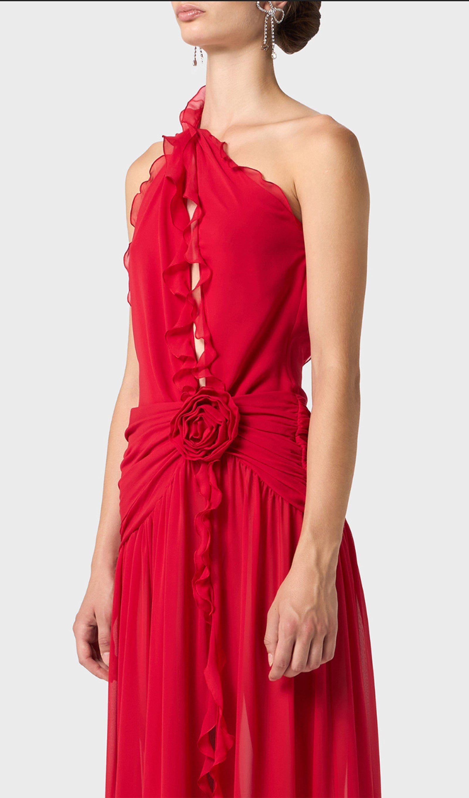 Ein-Schulter-Maxikleid aus Georgette 