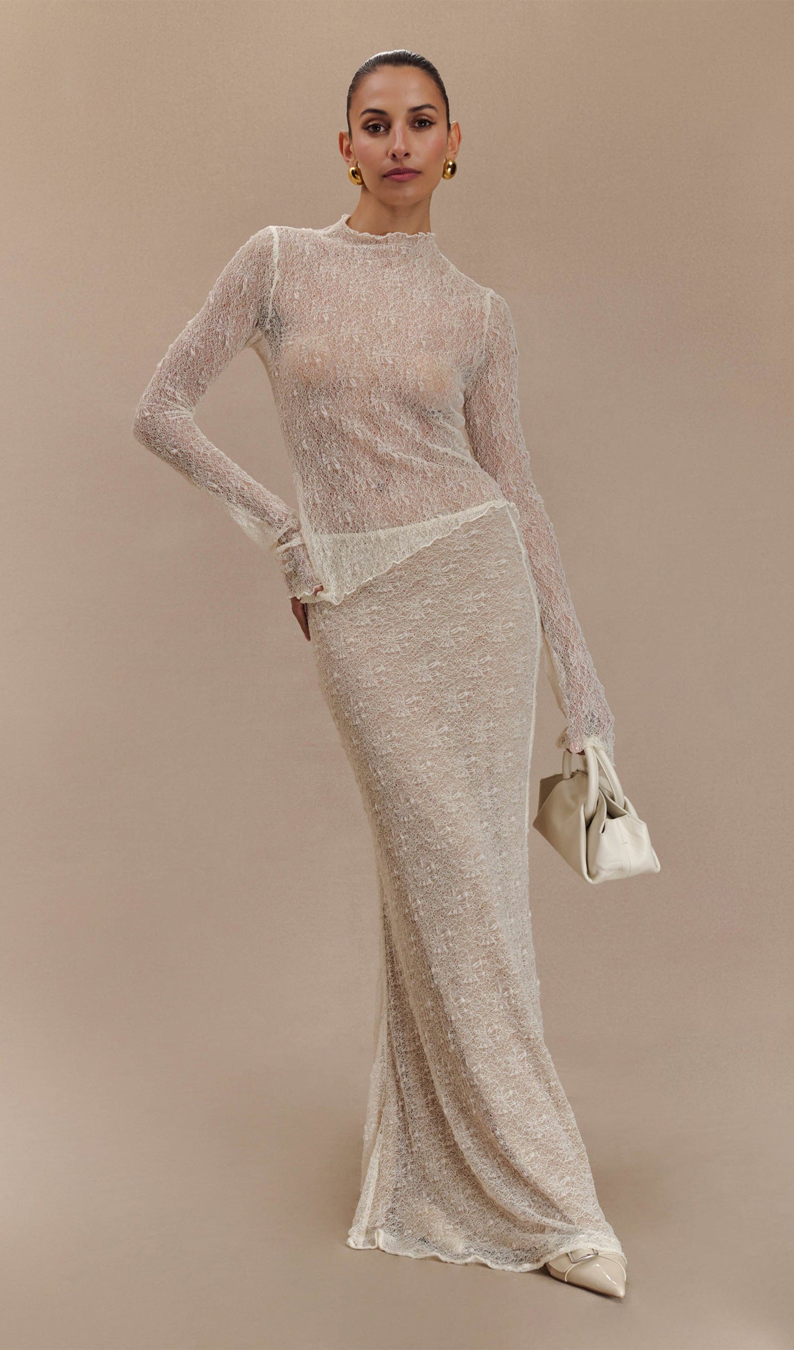 Transparent Lace Maxi Skirt