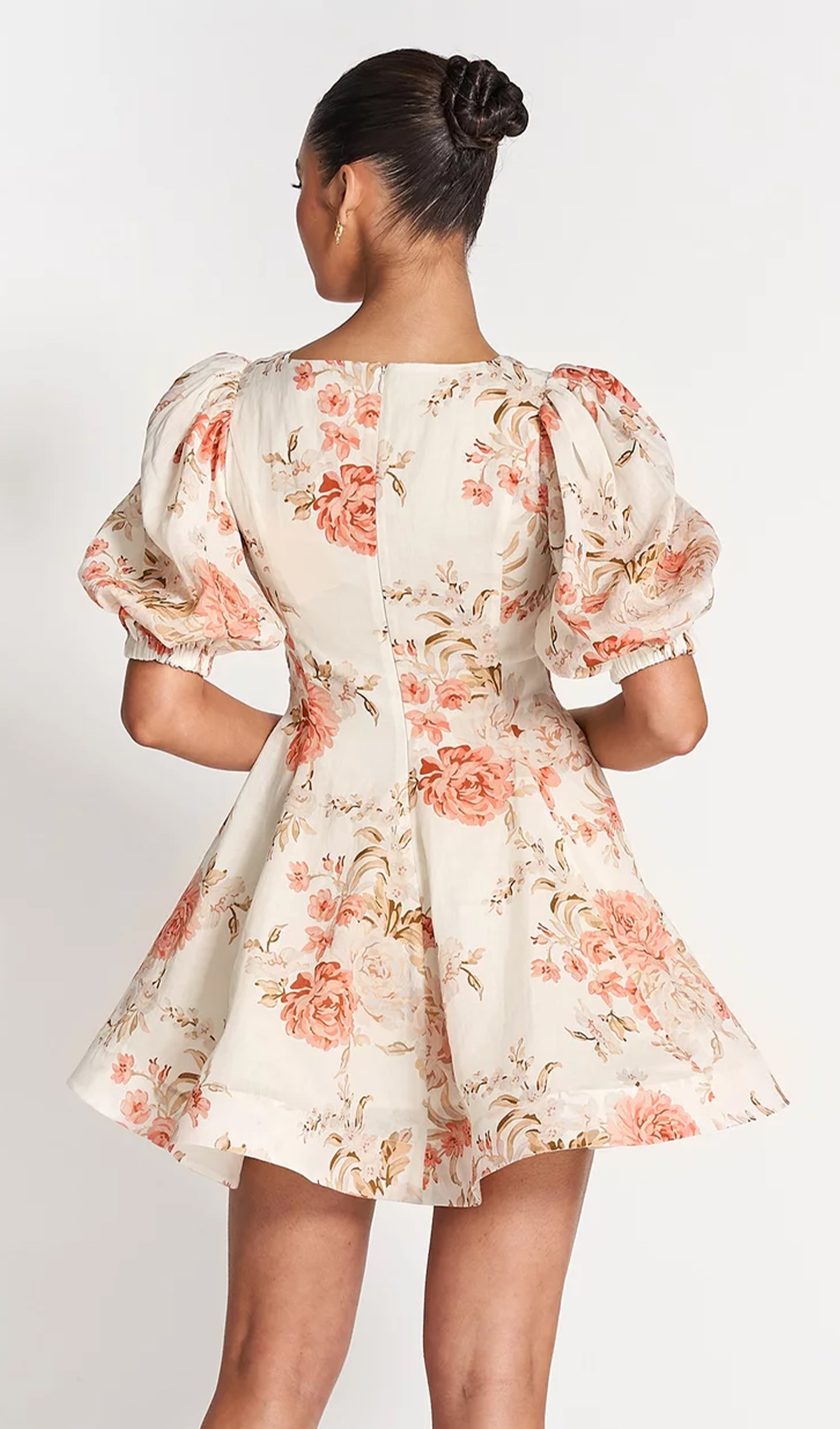 Puff Sleeve Mini Dress in Rose Pink