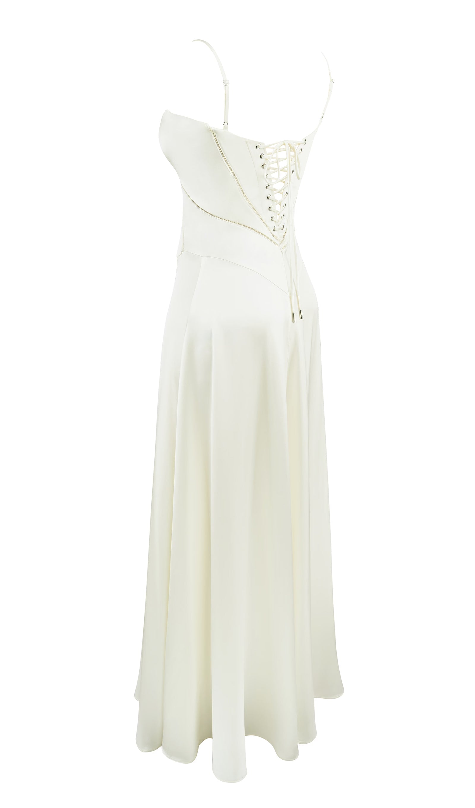 Maxikleid aus Satin und Spitze 