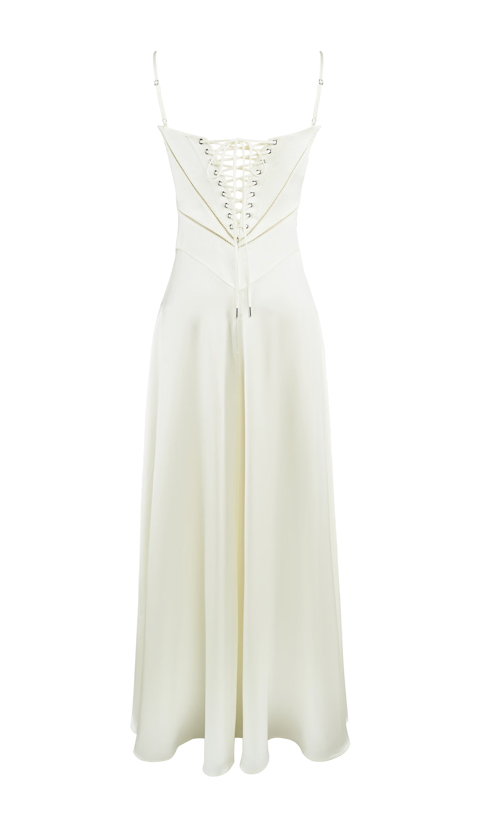 Maxikleid aus Satin und Spitze 