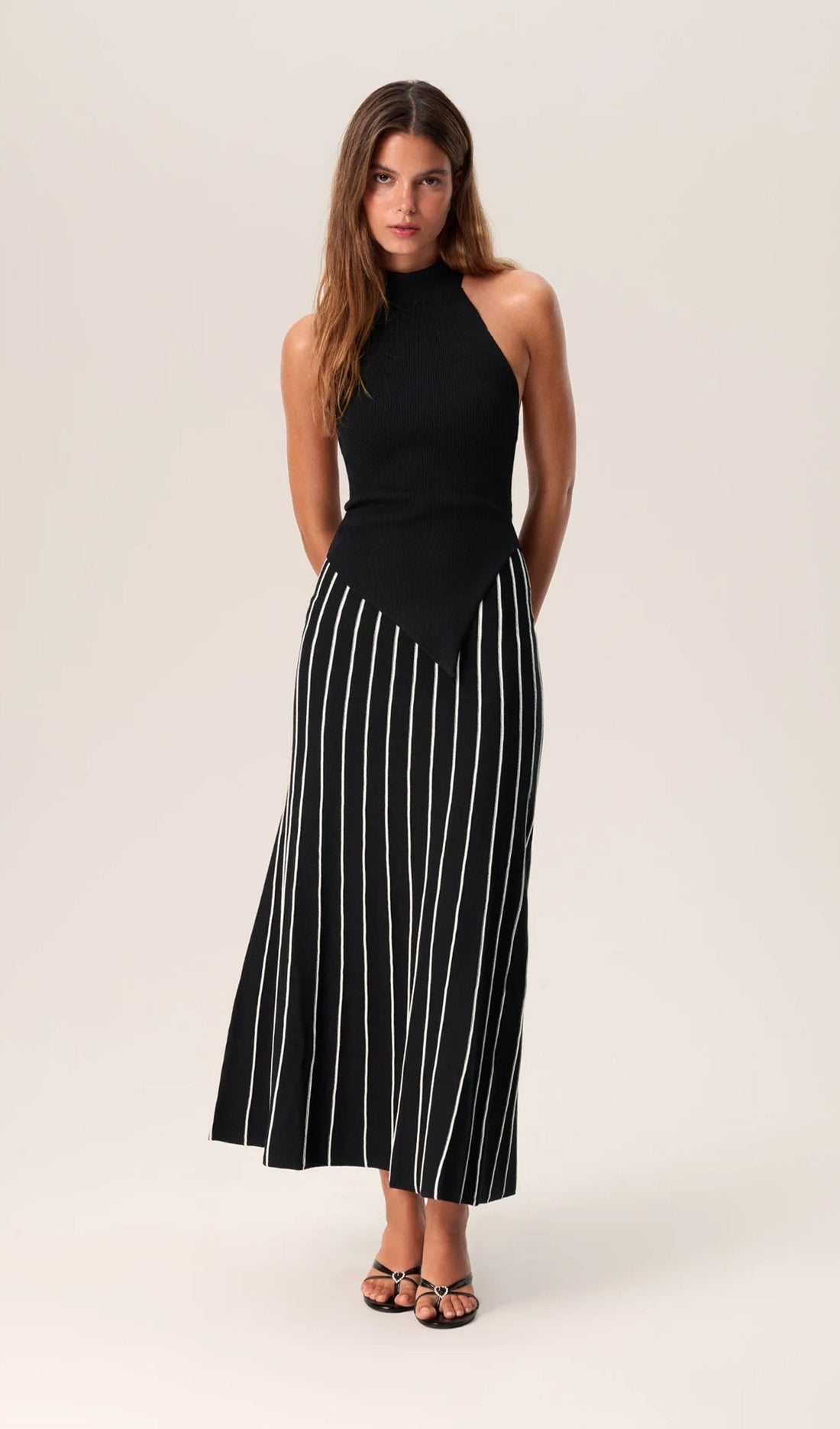 Zweiteiliges Neckholder-Midikleid 