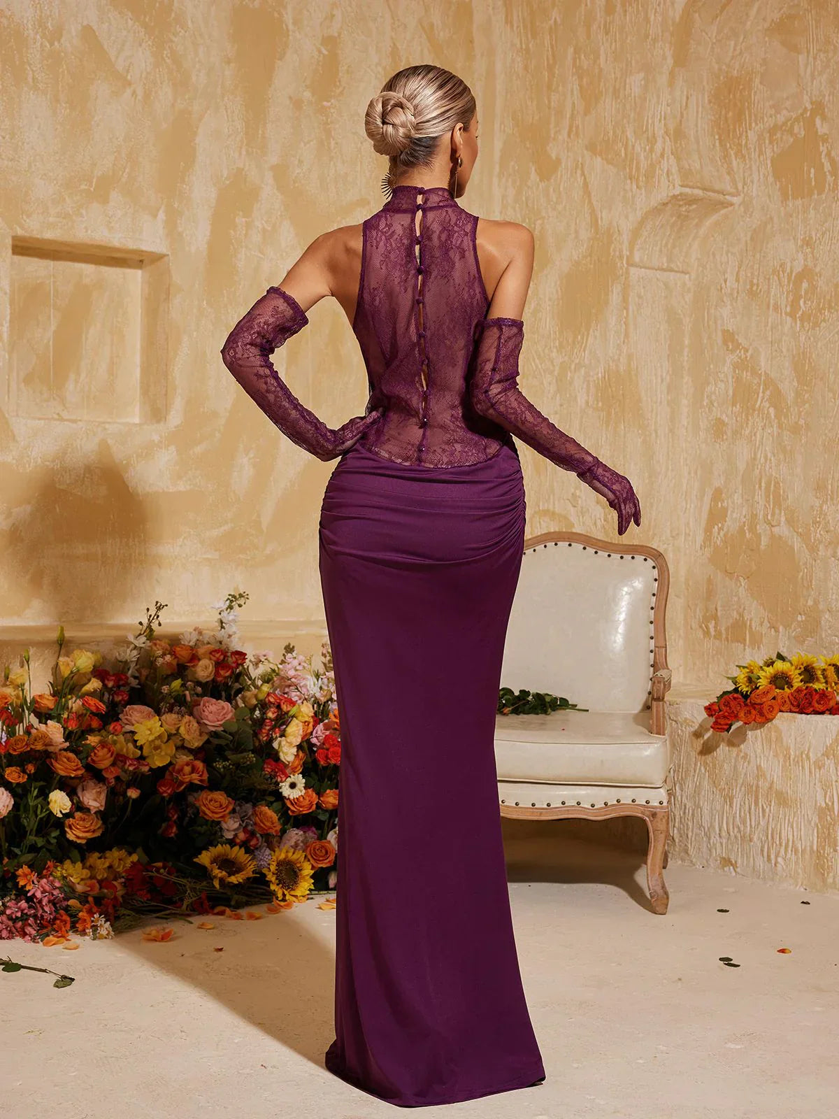 Viola Lace Panelled Maxi Dress