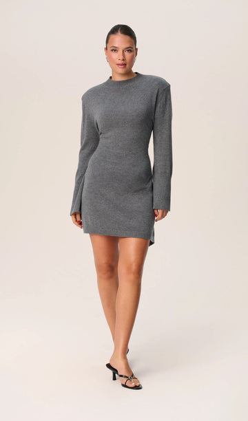 Gray Long-Sleeved Mini Dress 