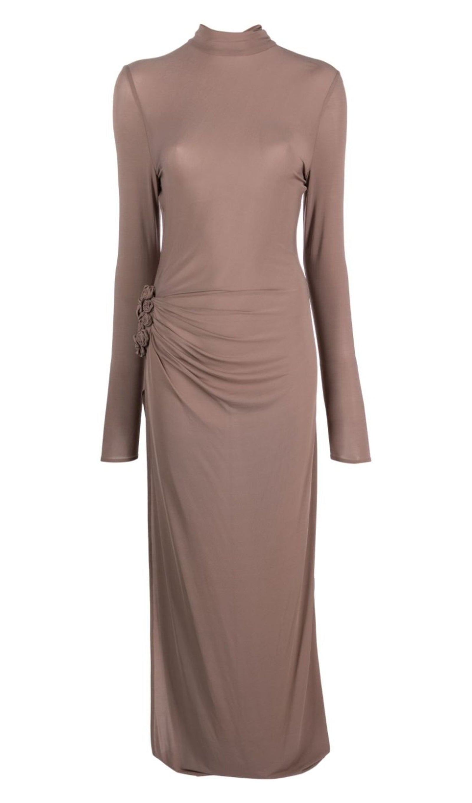 Floral Applique Turtleneck Maxi Dress 