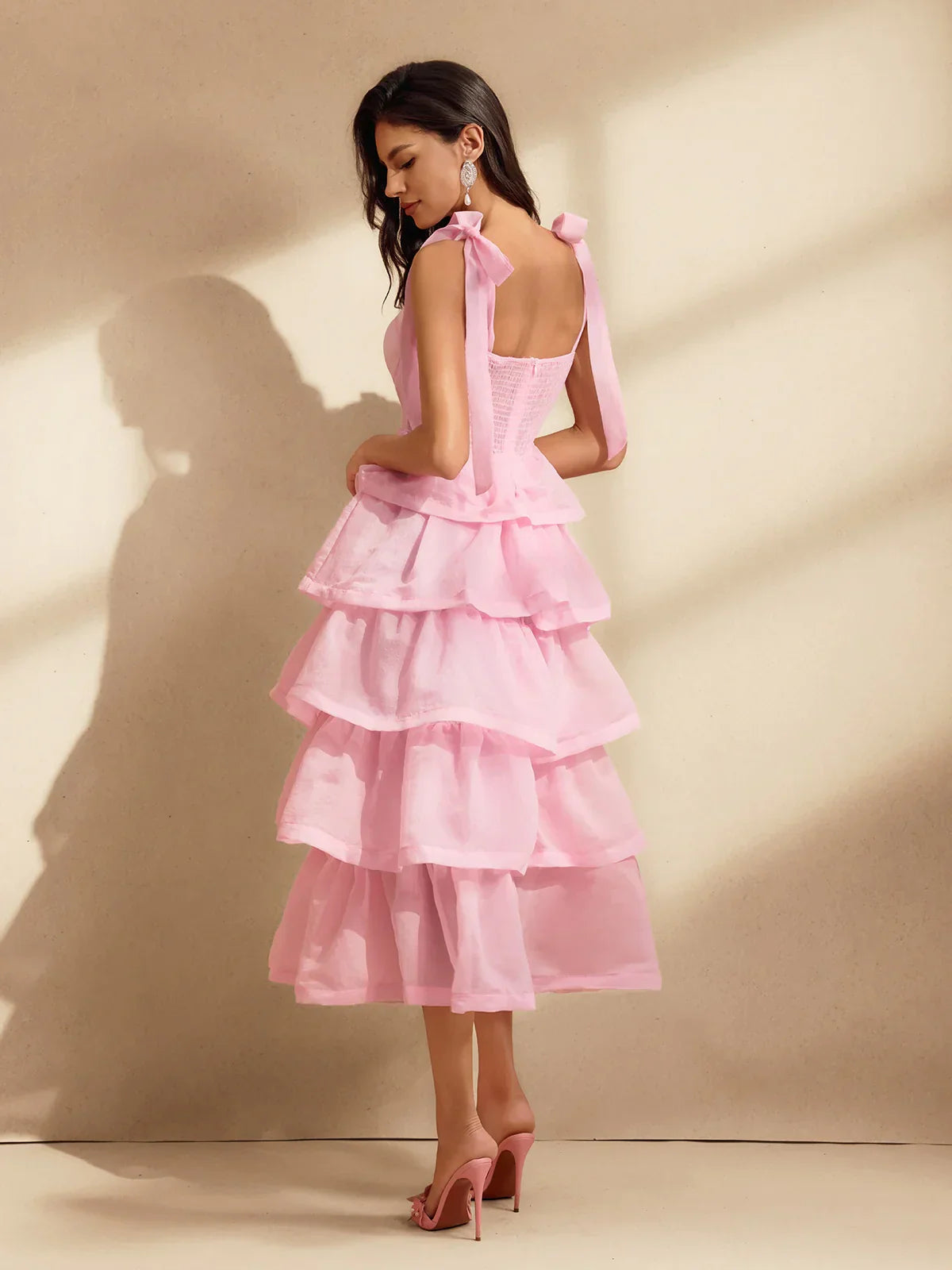 Ruffled Romantic Layered Midi Dress