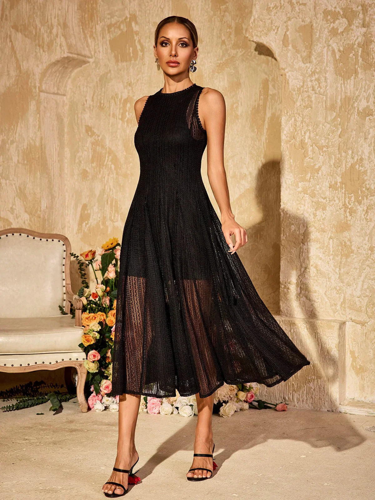 Eclat Noir Midi Elbise