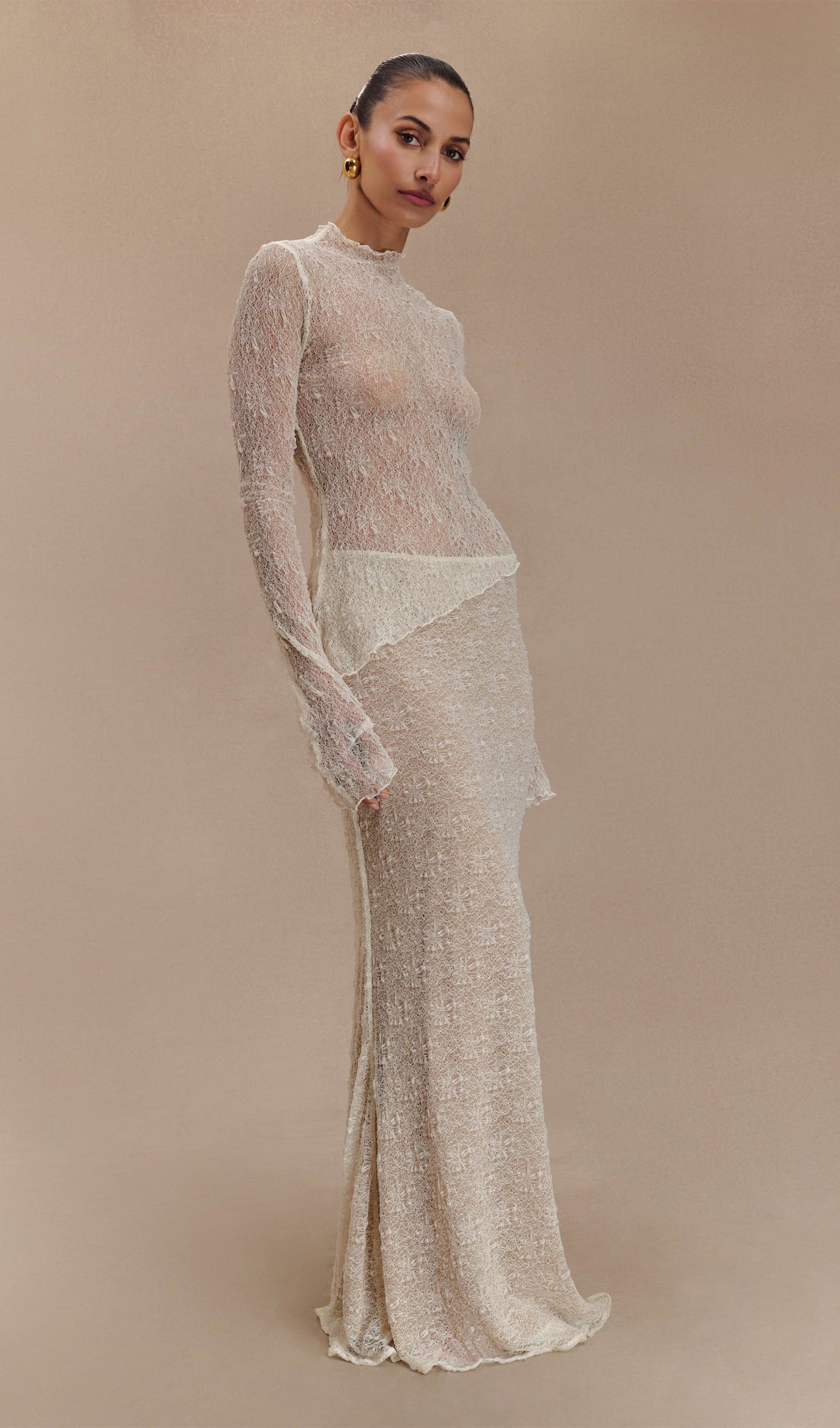 Transparent Lace Maxi Skirt