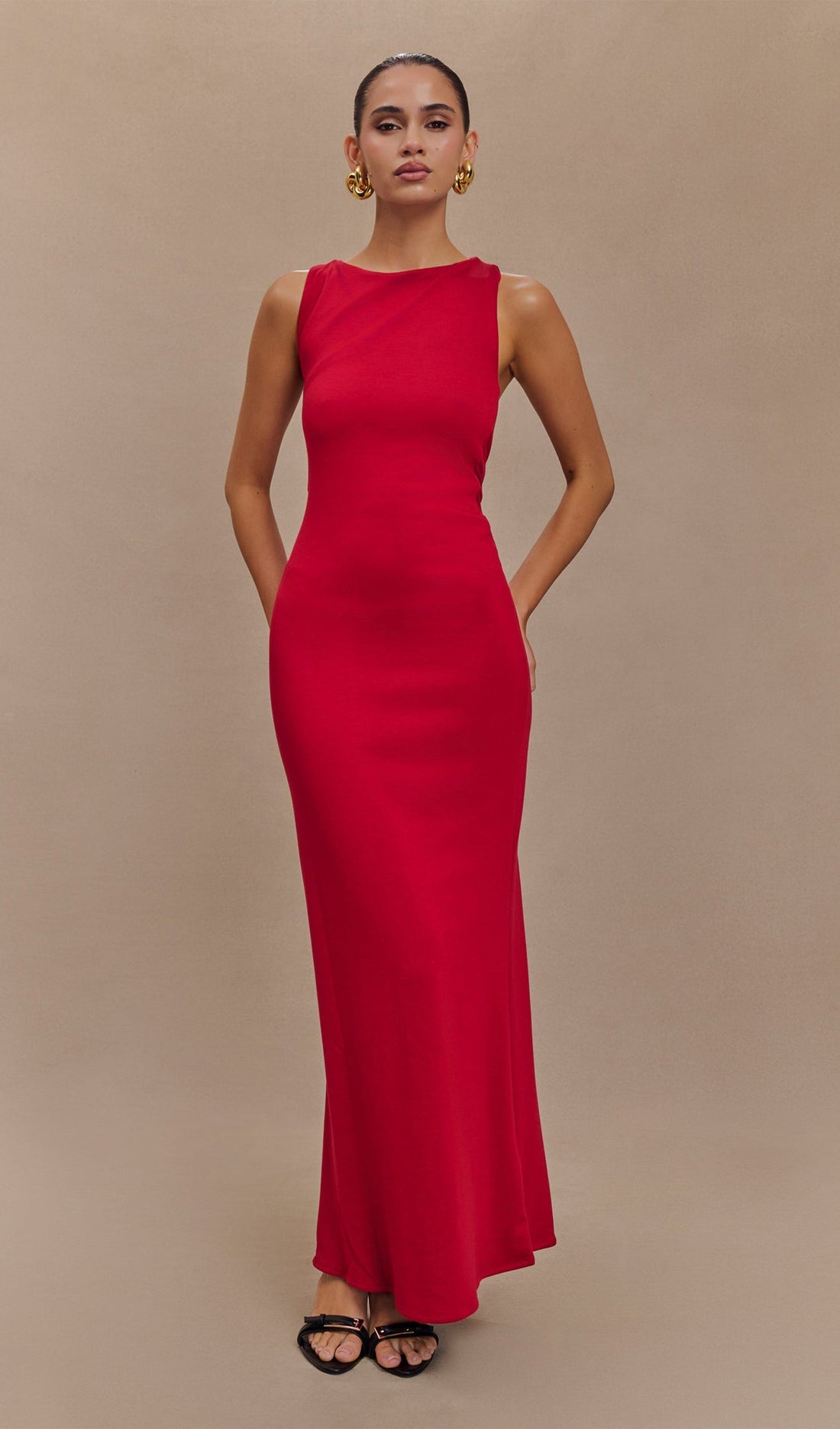 Asymmetrisches Scuba-Jersey-Maxikleid Rubin 