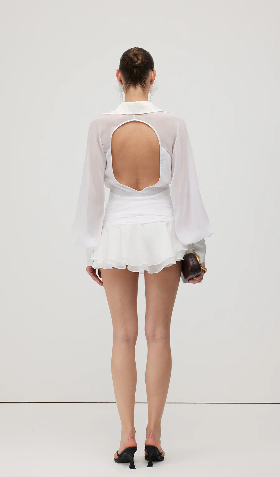 Plain Lantern Sleeve Mini Dress 