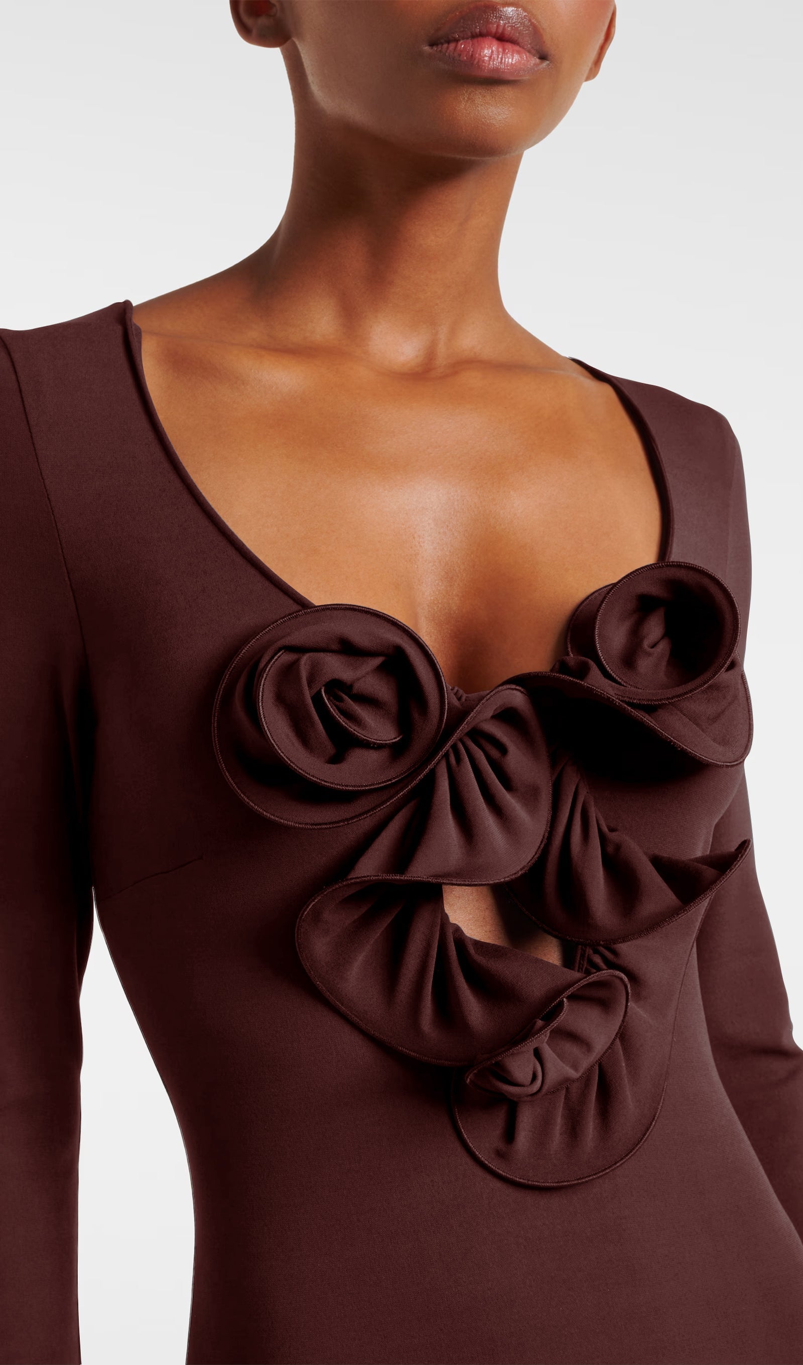 Maxikleid aus Jersey mit Blumenmuster in Rosabraun 