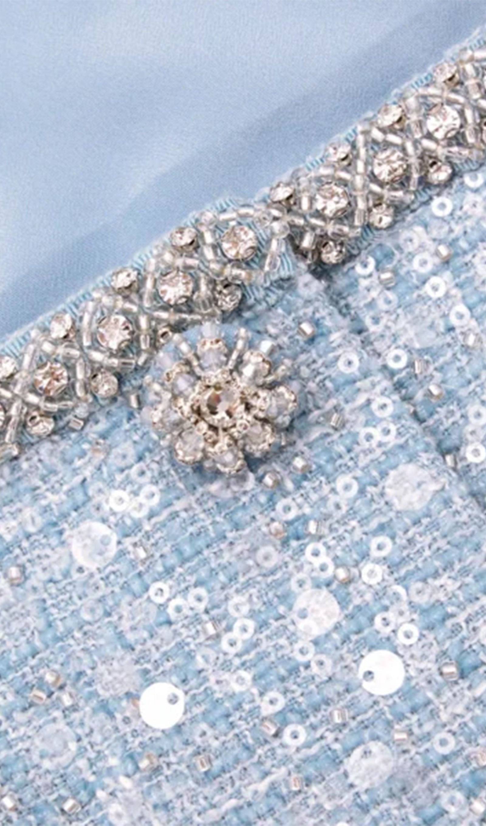 Sequin Bouclé Feathered Mini Dress 
