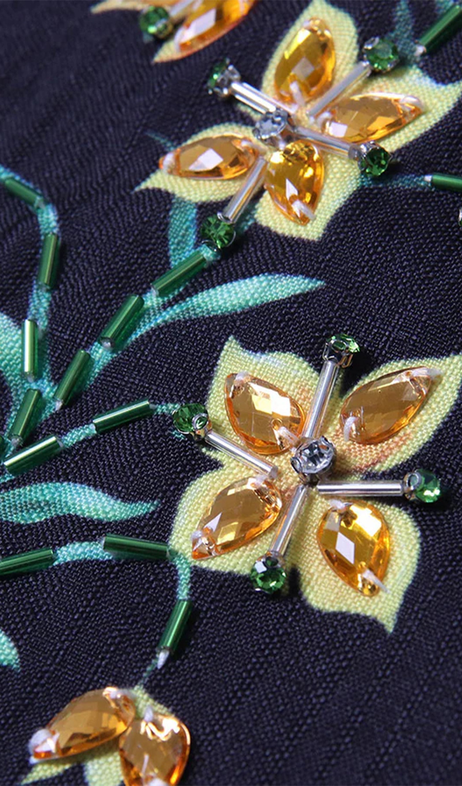 Vintage Midikleid mit Perlenbesatz und Blumenmuster