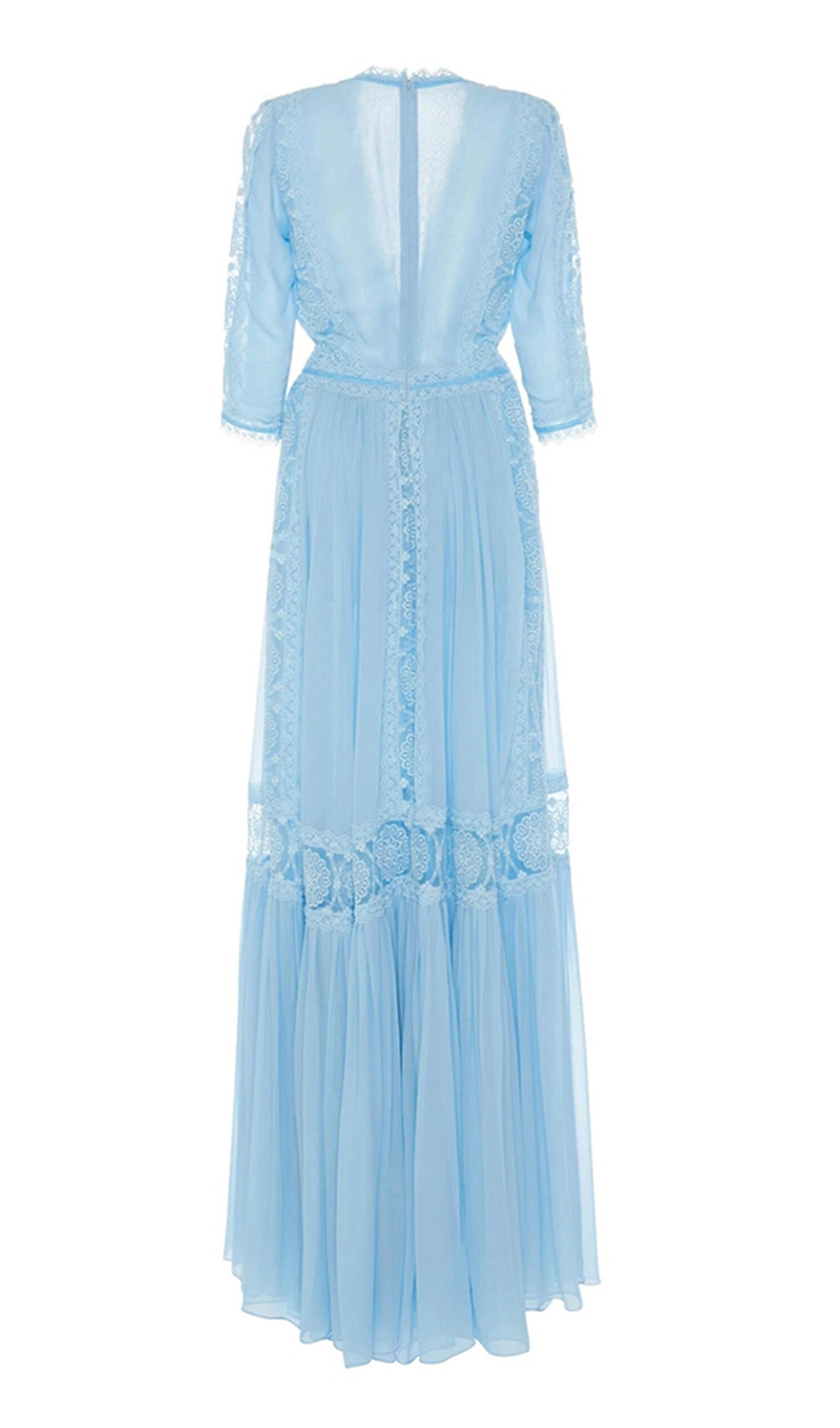 Maxikleid mit V-Ausschnitt und Häkelspitze