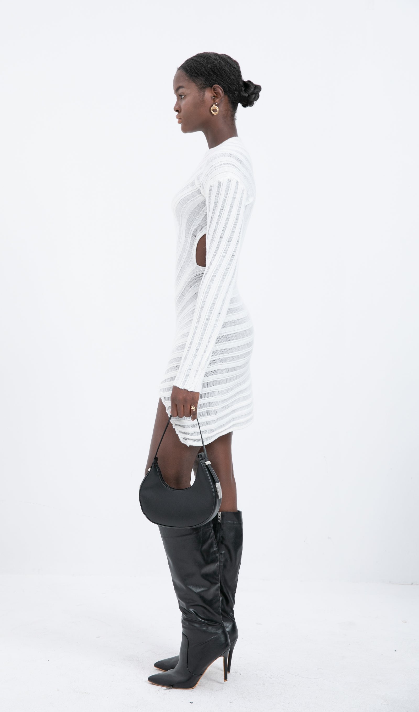 Trendy Hollow Out Mini Dress - White 