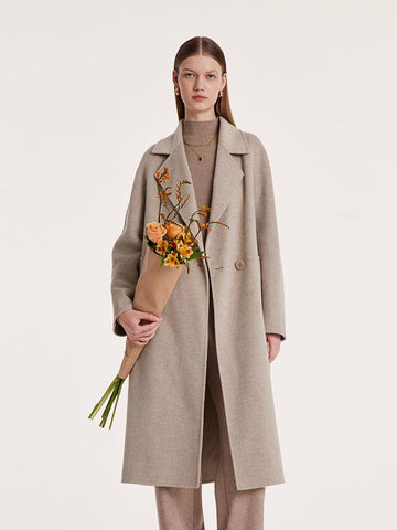 Cashmere Wool Notched Collar Double-Sided Women's Coat 