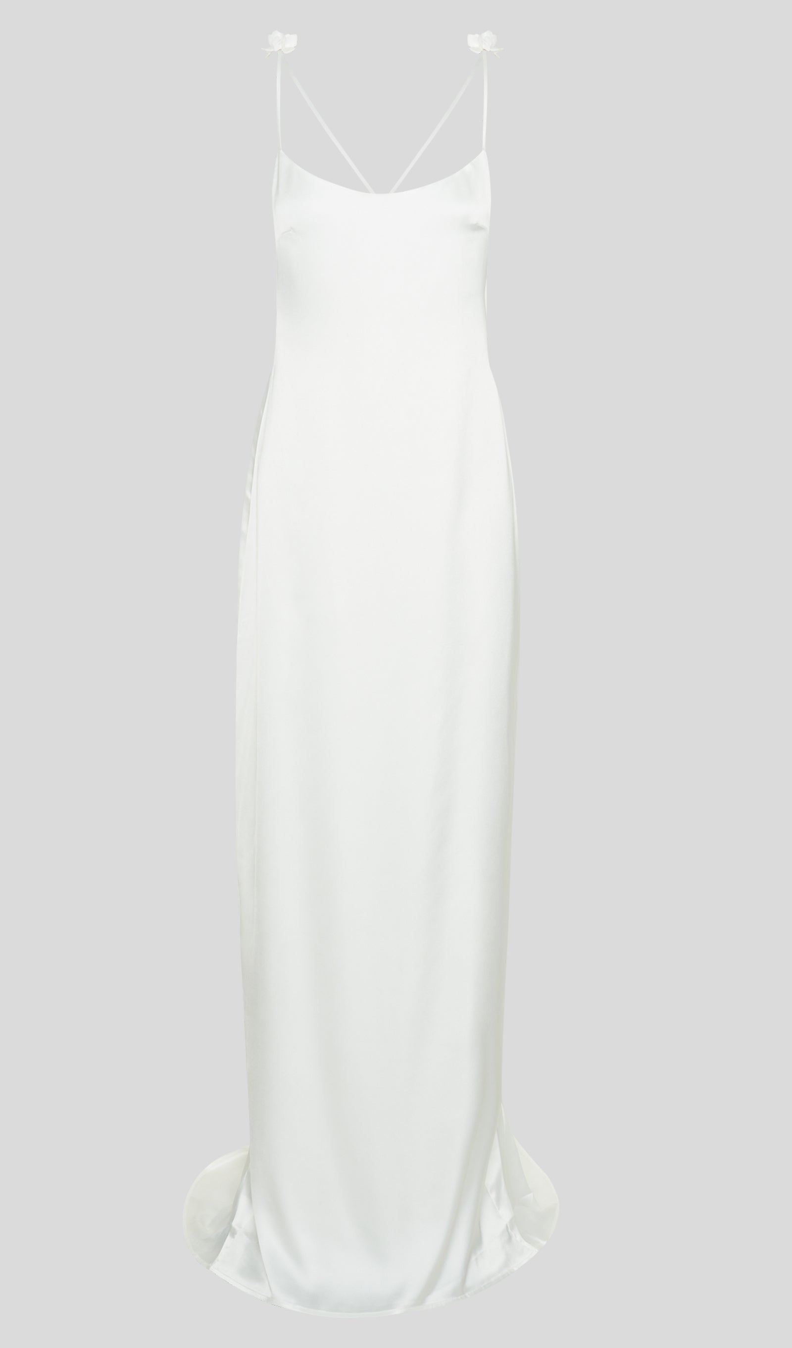Roségoldenes rückenfreies Satin-Maxikleid 