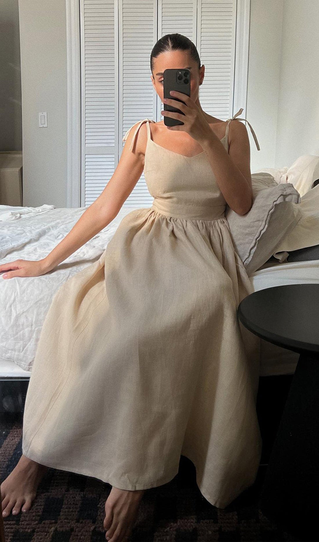 Bella Baumwoll-A-Linien-Midikleid