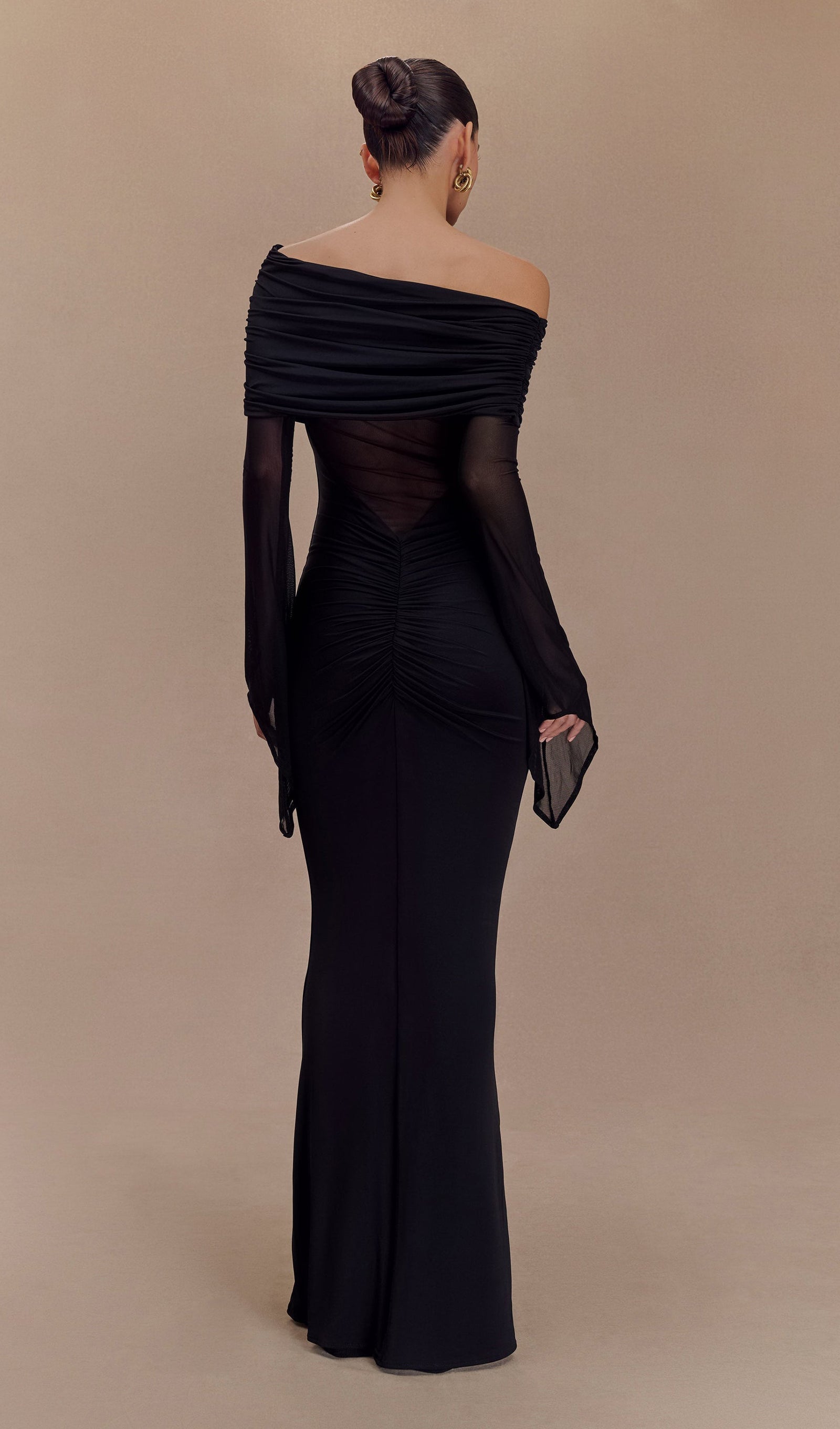 One Shoulder Slinky Lace Maxi Dress - Blue 