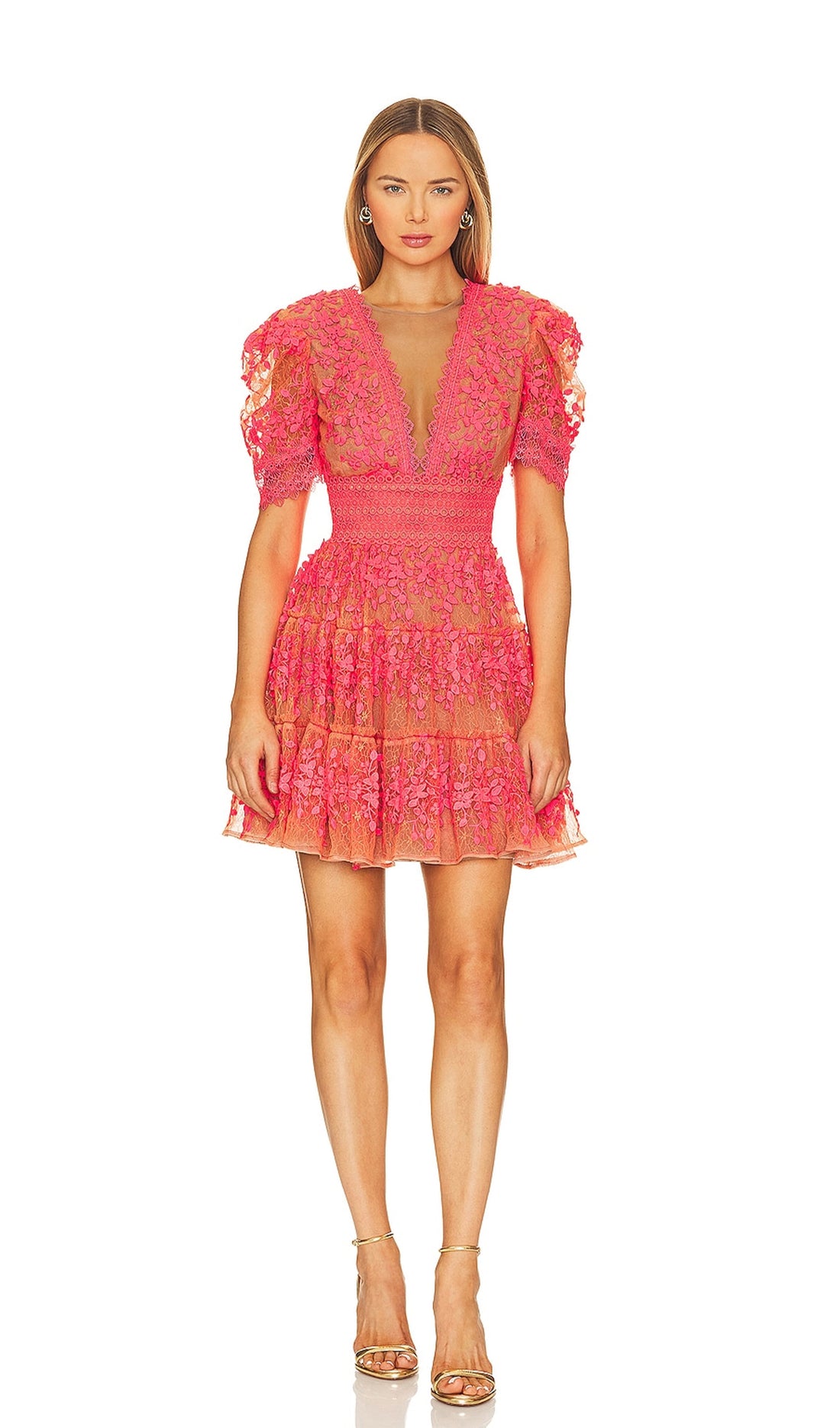 Sexy V-Neck Embroidered Mini Dress
