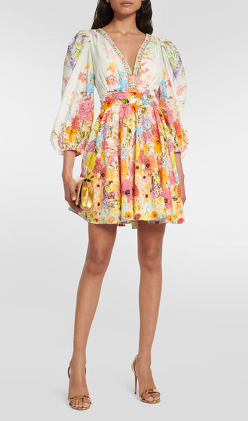 Bouquet V-Neck Mini Dress