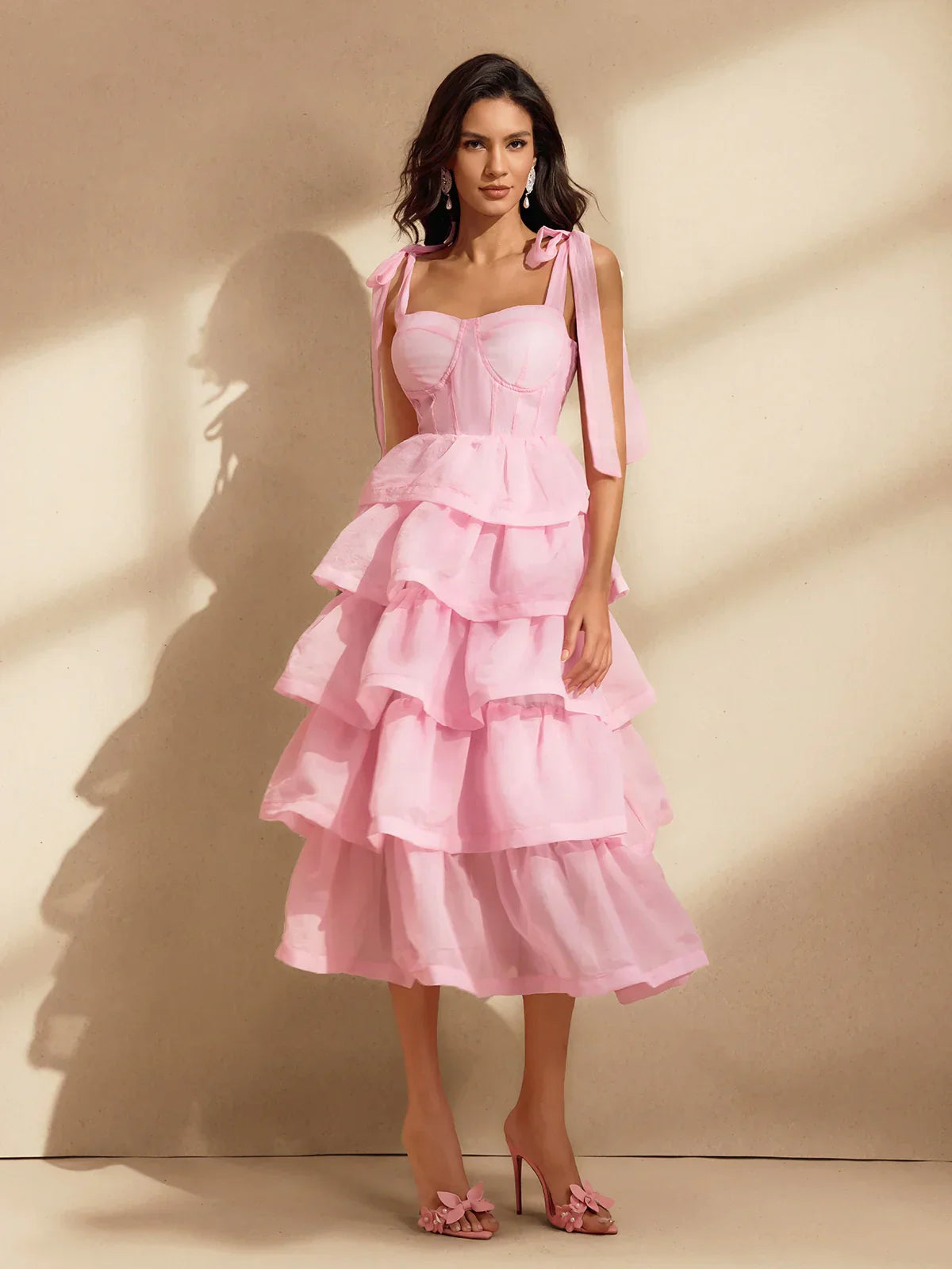 Ruffled Romantic Layered Midi Dress