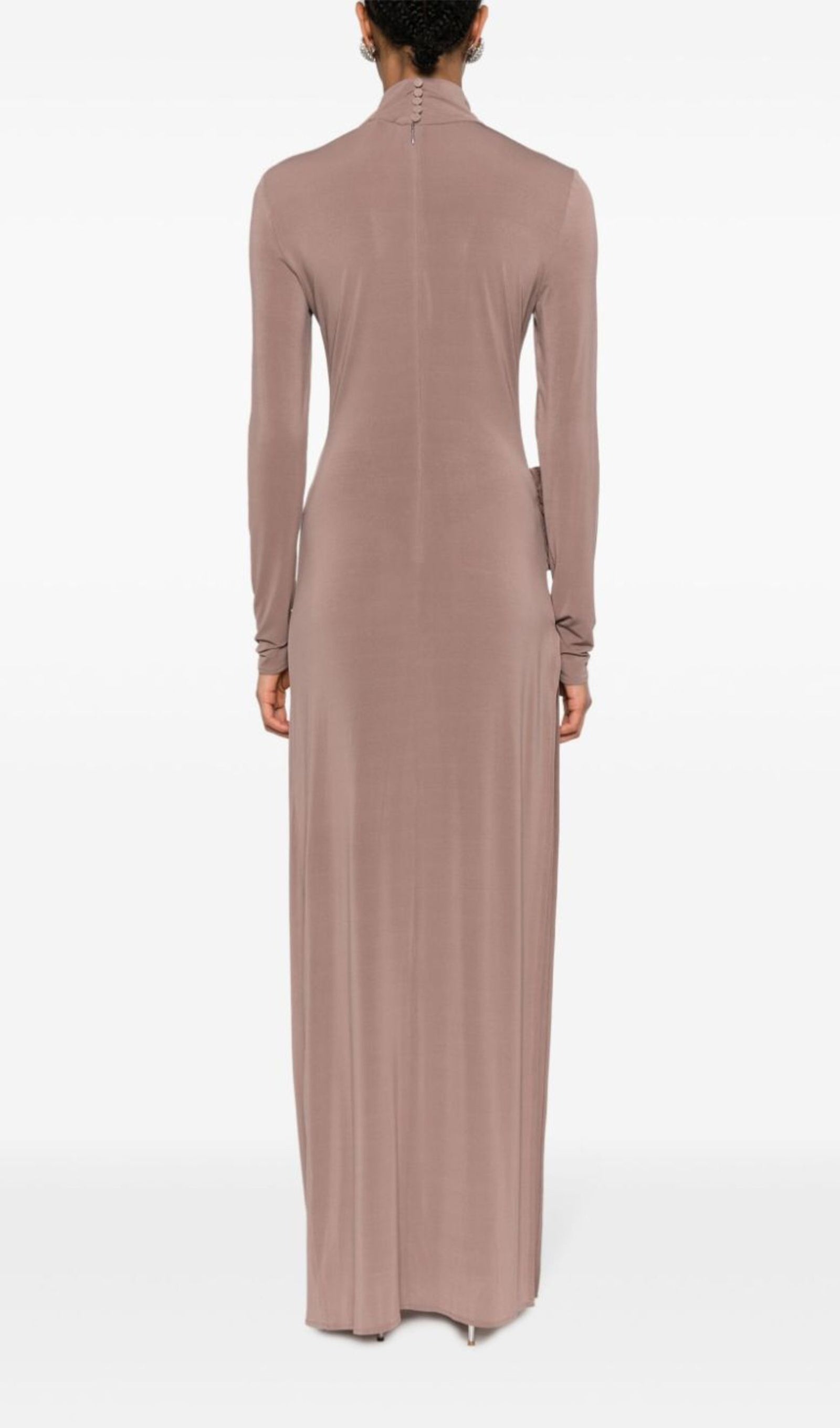 Floral Applique Turtleneck Maxi Dress 