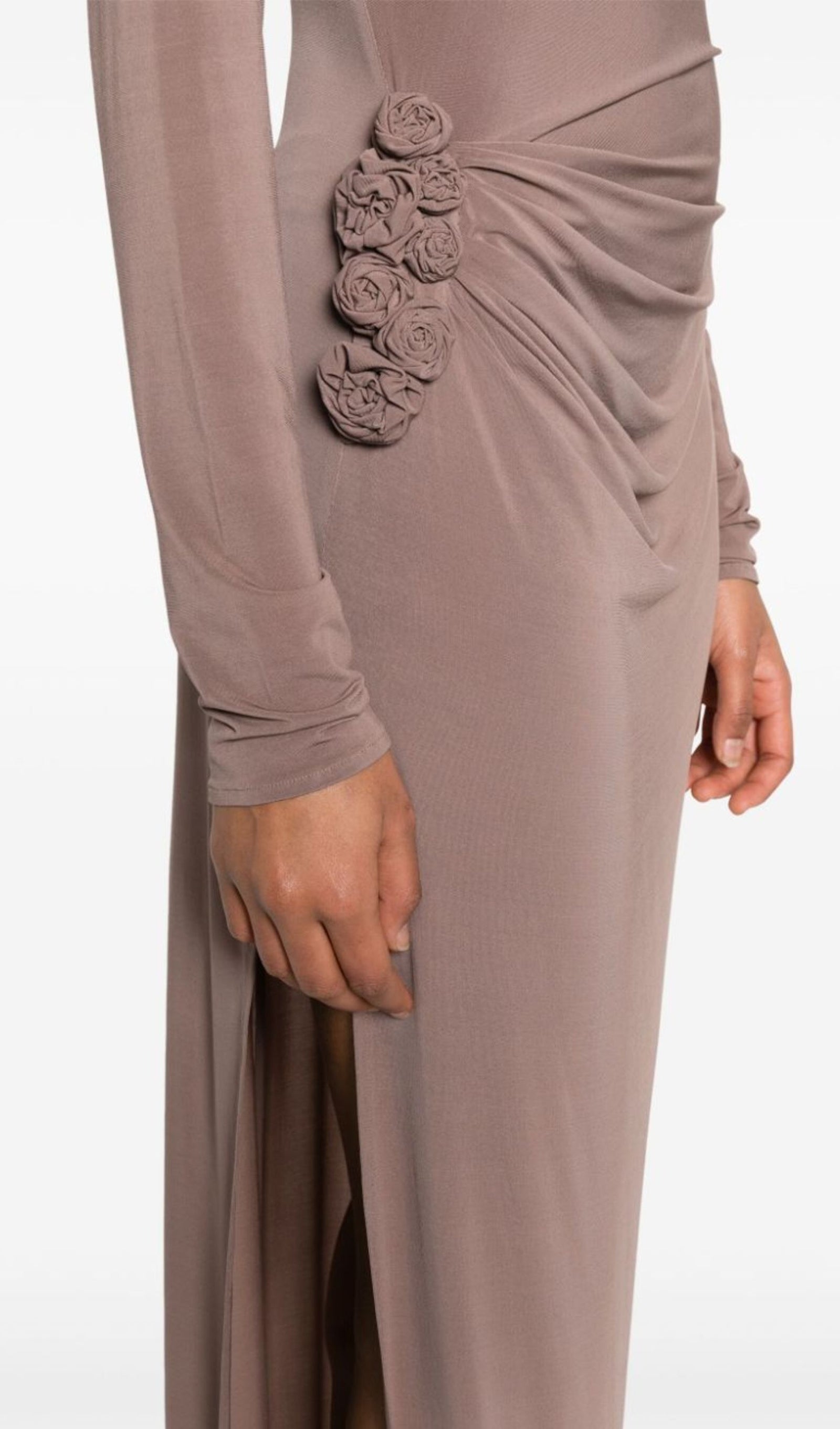 Floral Applique Turtleneck Maxi Dress 