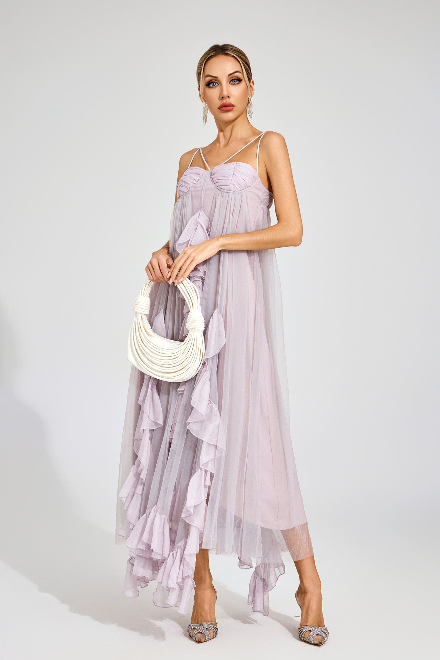 Rüya Ruffle Tül Maxi Elbise