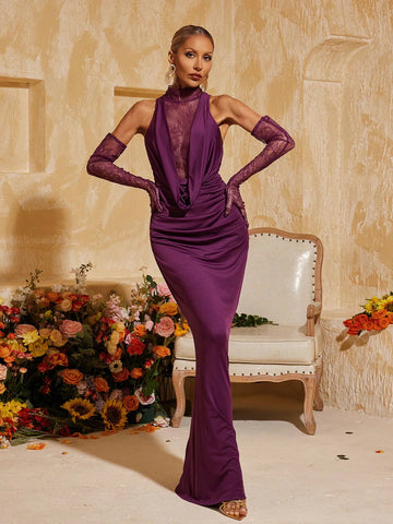 Viola Lace Panelled Maxi Dress