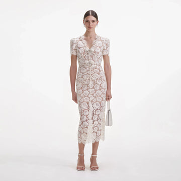 Celeste Ruffled Lace Midi Dress