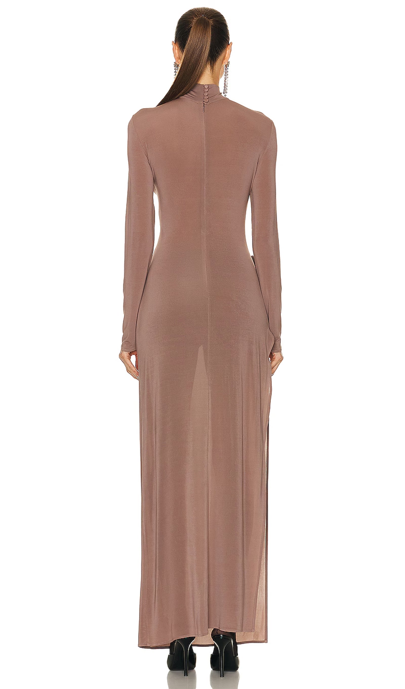 Floral Applique Turtleneck Maxi Dress 