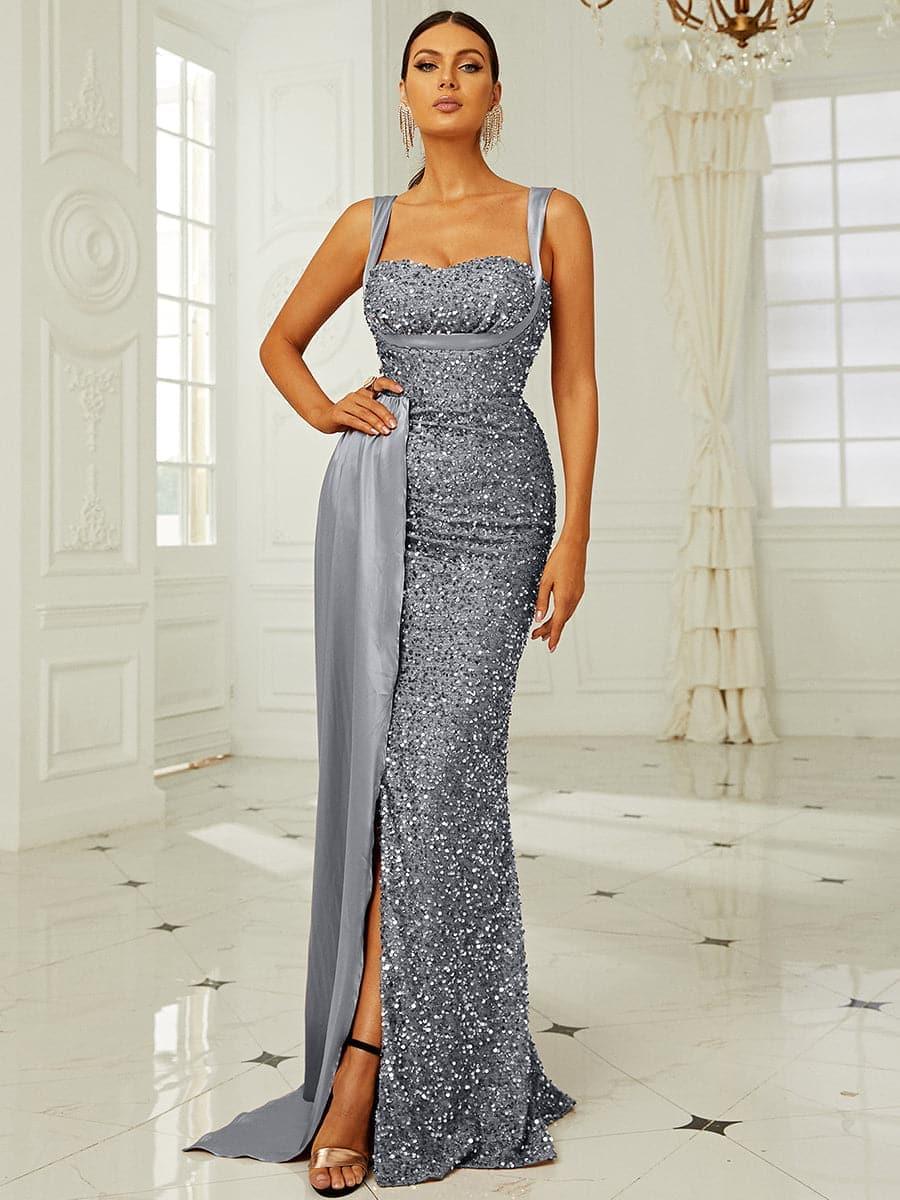 Winslet gestreiftes Korsett-Maxikleid