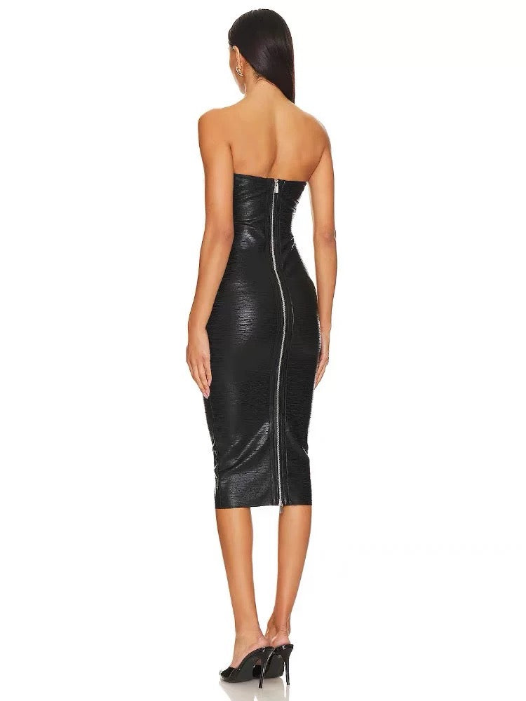 Viper Sculpt Strapless Midi Elbise