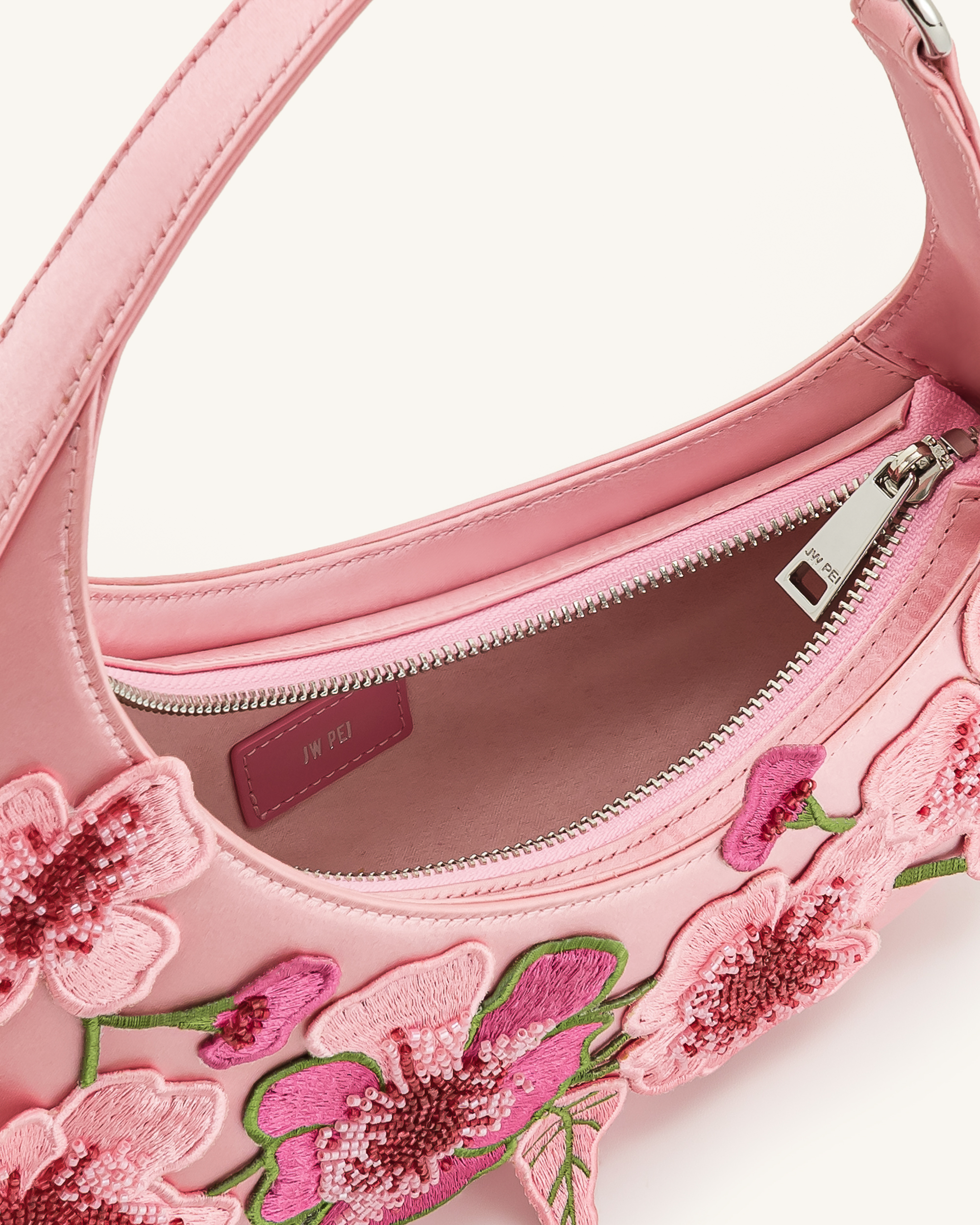 Harlee bestickte Schultertasche – Rosa
