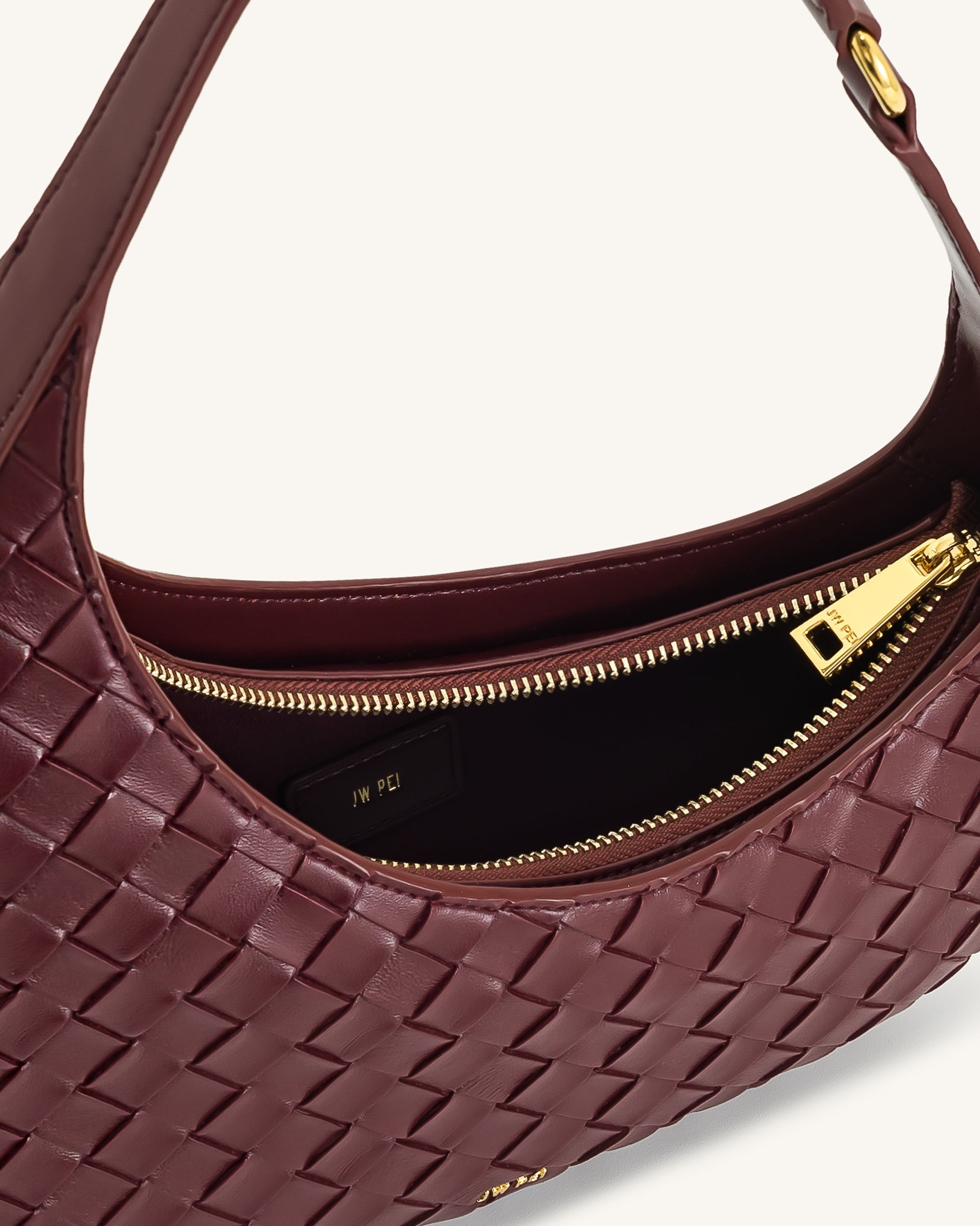 Harlee Weave Texture Shoulder Bag – Claret Red