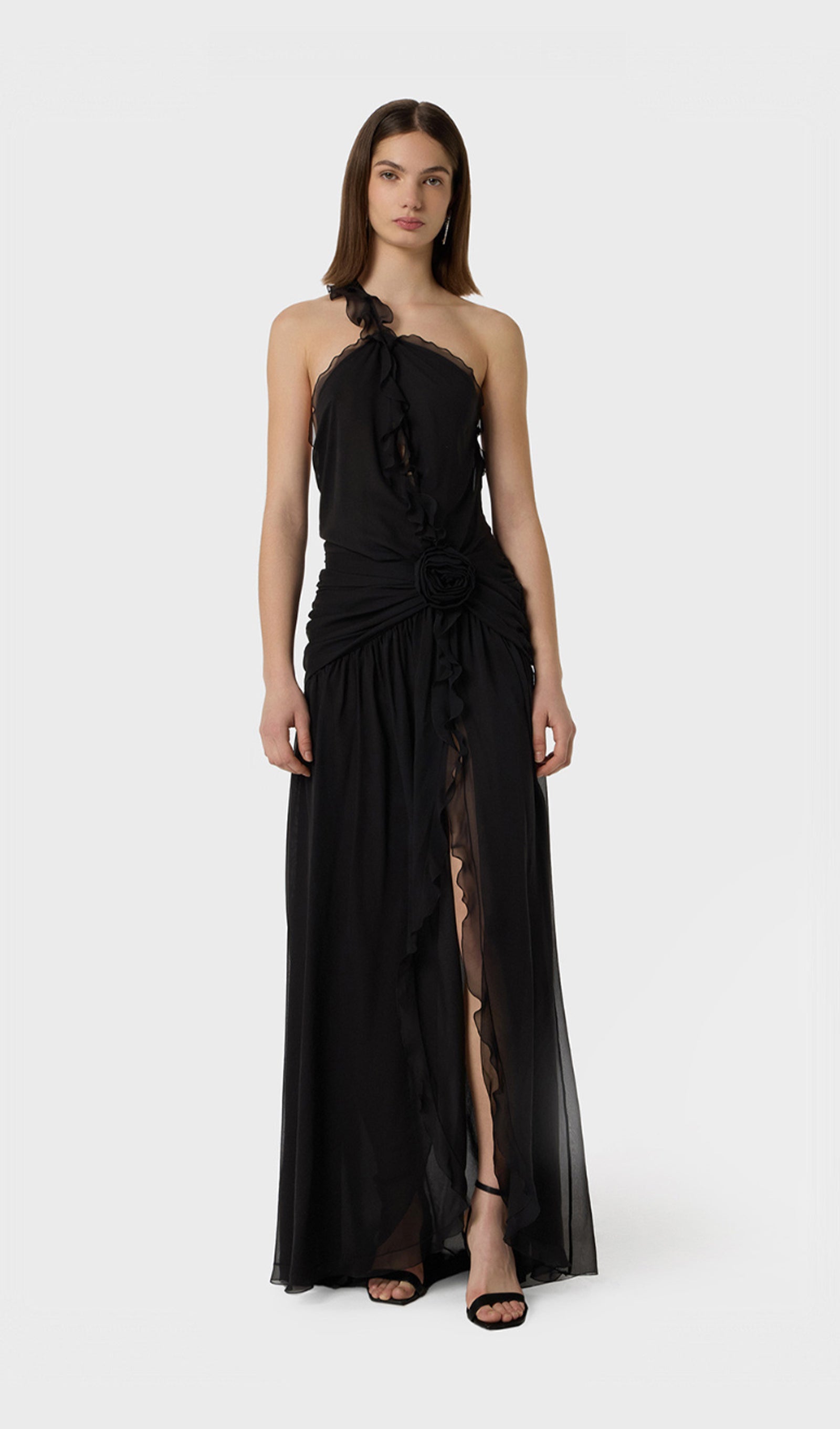 Ein-Schulter-Maxikleid aus Georgette 
